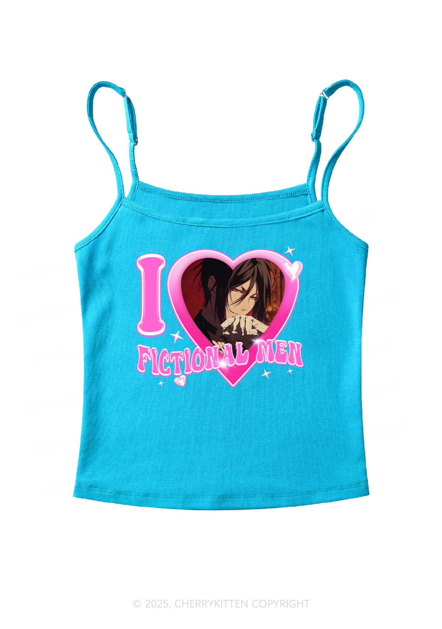 Custom I Love Fictional Men Y2K Spaghetti Strap Cami Cherrykitten - Image 5