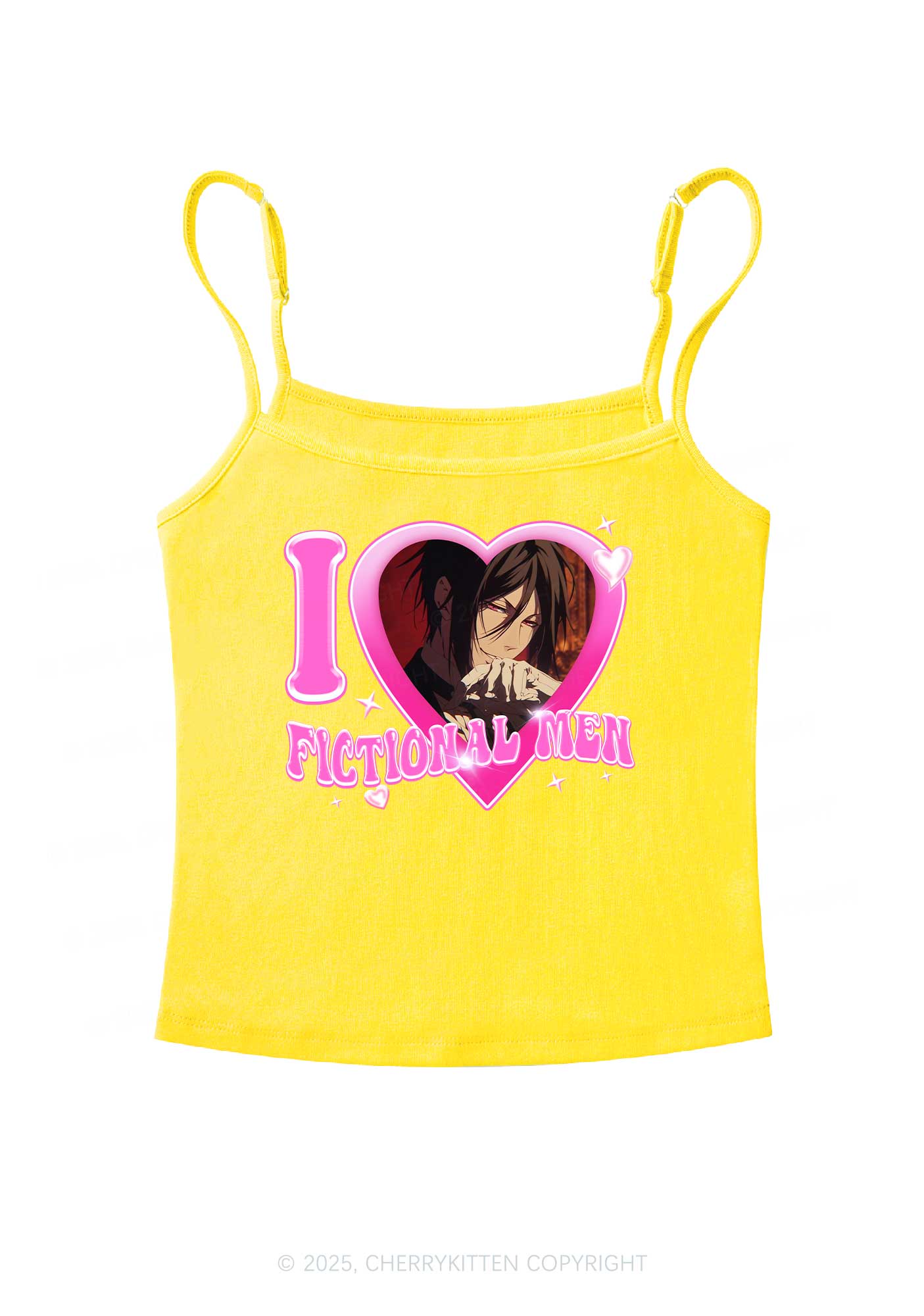 Custom I Love Fictional Men Y2K Spaghetti Strap Cami Cherrykitten - Image 6