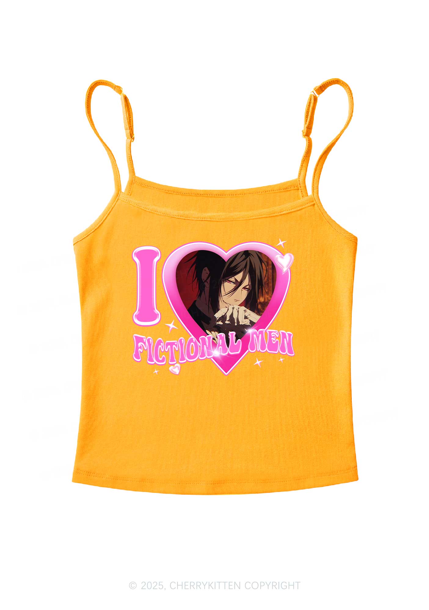 Custom I Love Fictional Men Y2K Spaghetti Strap Cami Cherrykitten - Image 7