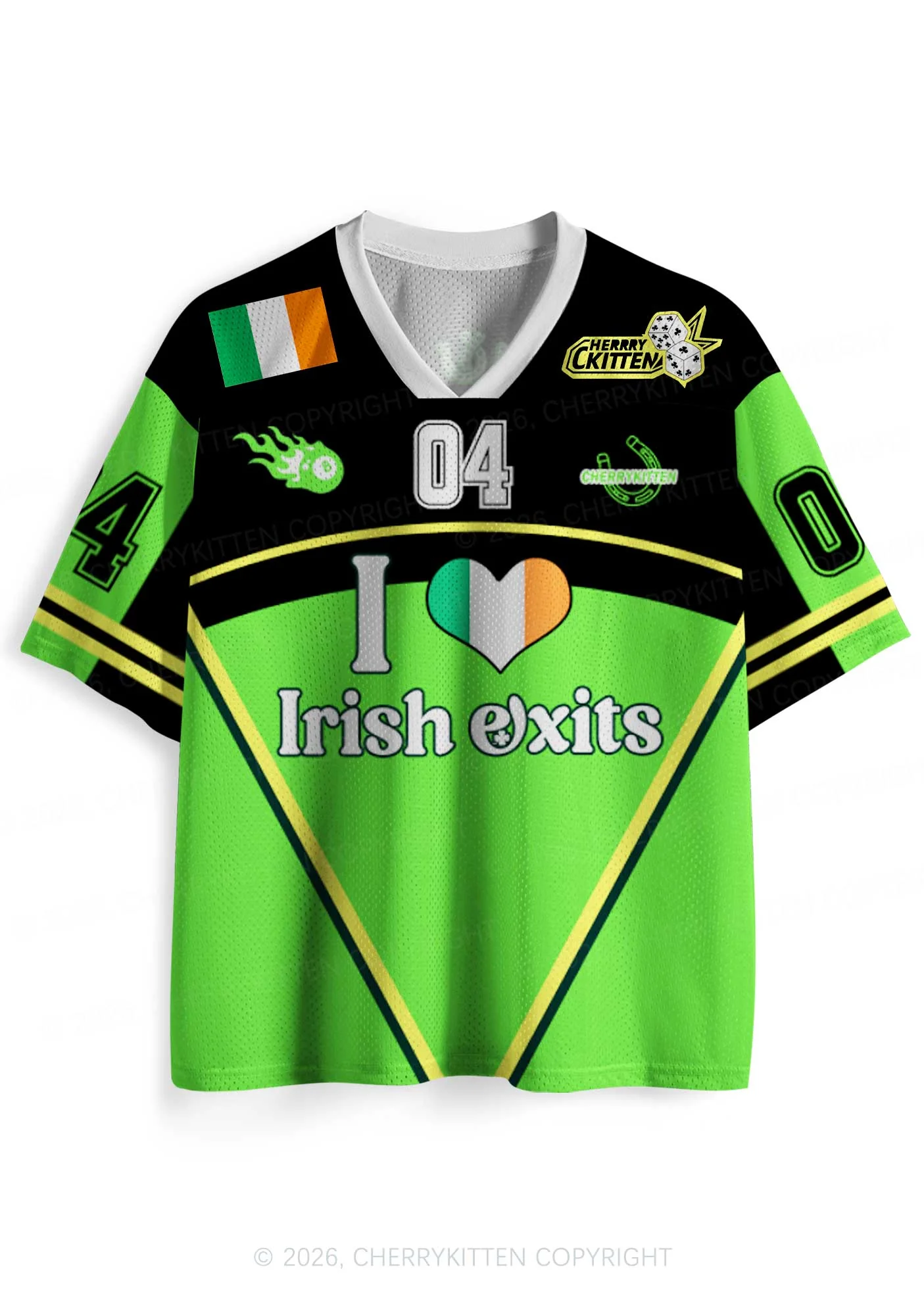 Custom I Love Irish Exits St Patricks Y2K Sport Jersey Shirts Cherrykitten - Image 3