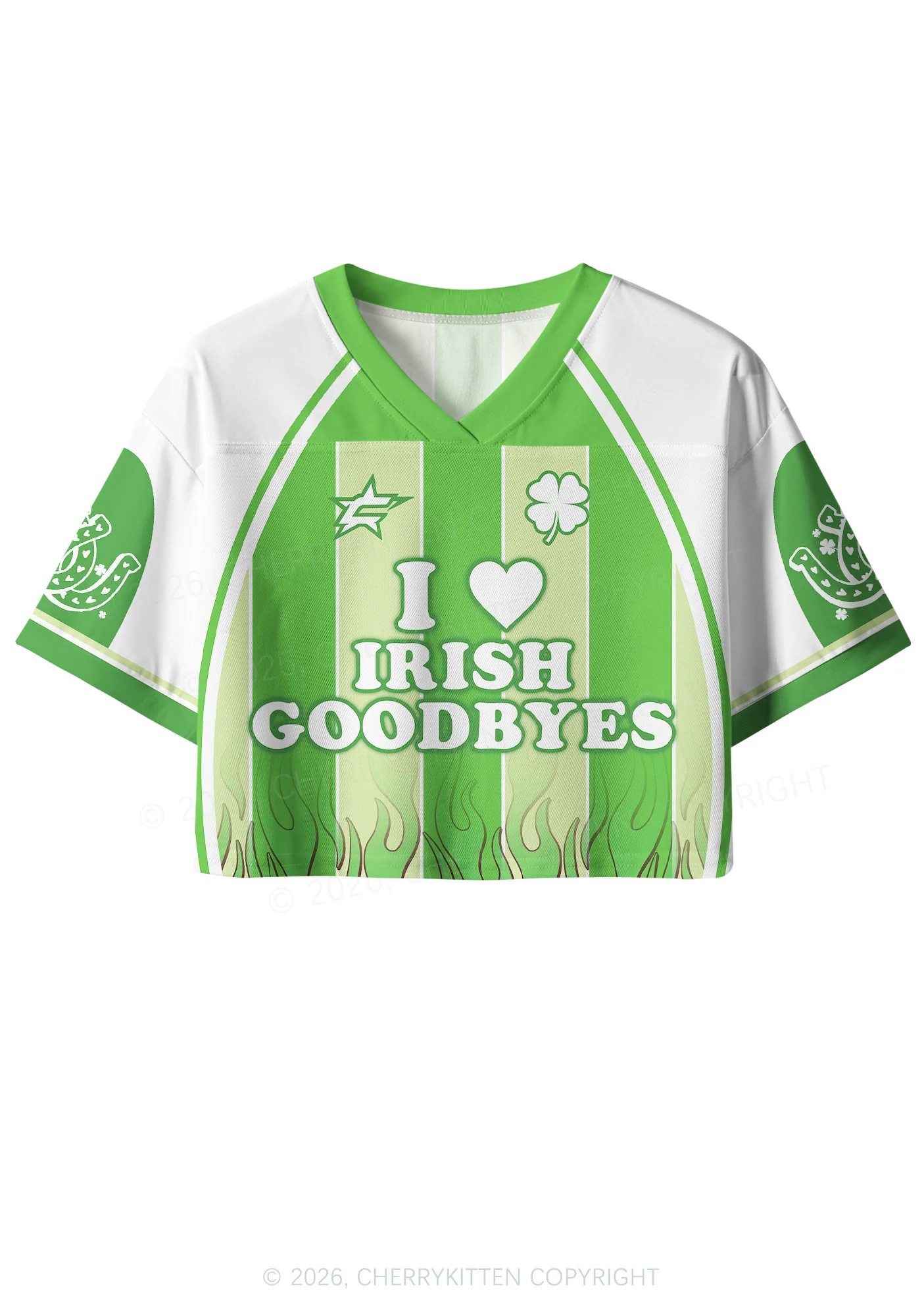 Custom I Love Irish Goodbyes St Patricks Y2K Crop Sport Jersey Shirts Cherrykitten - Image 3