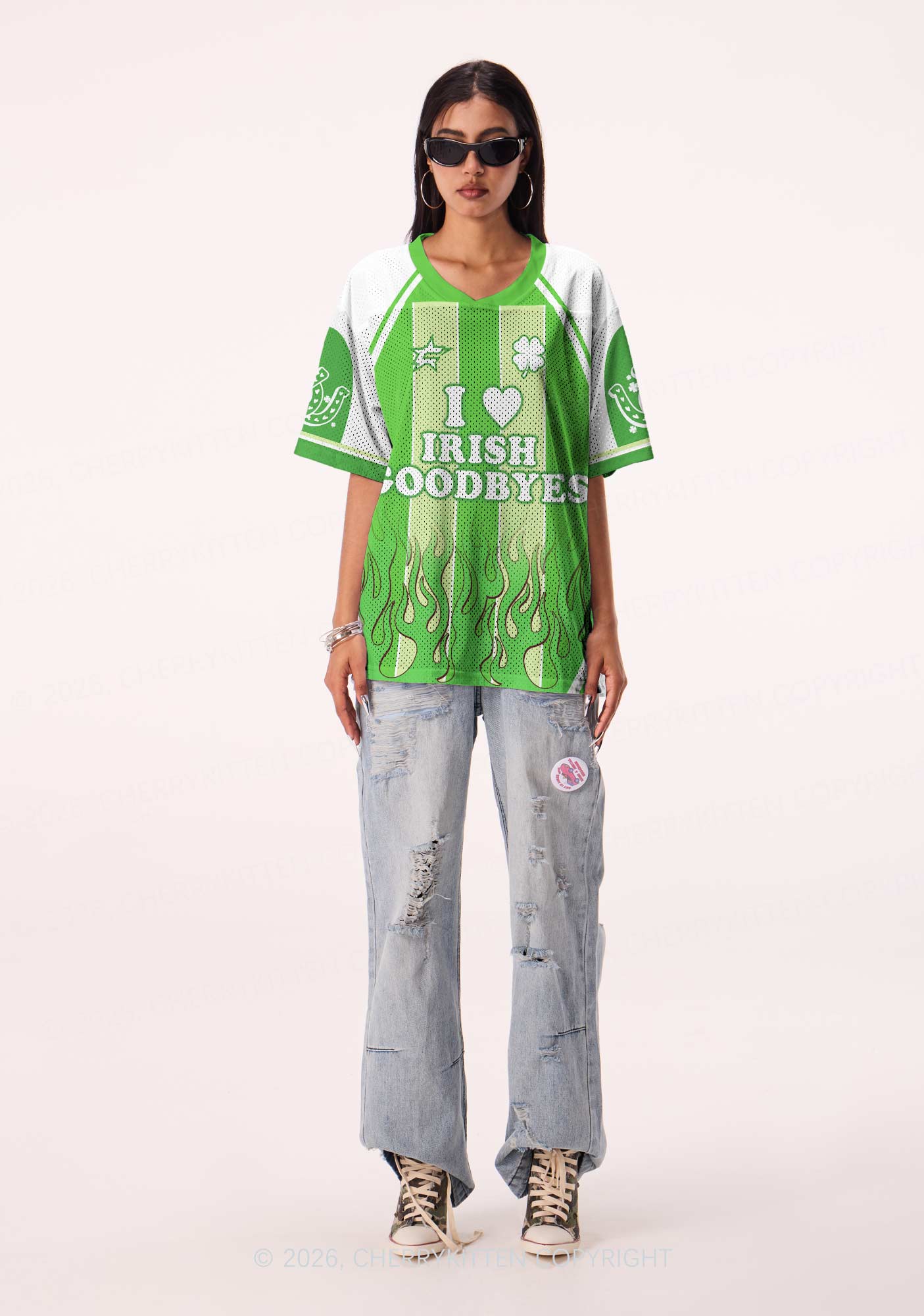 Custom I Love Irish Goodbyes St Patricks Y2K Sport Jersey Shirts Cherrykitten - Image 2