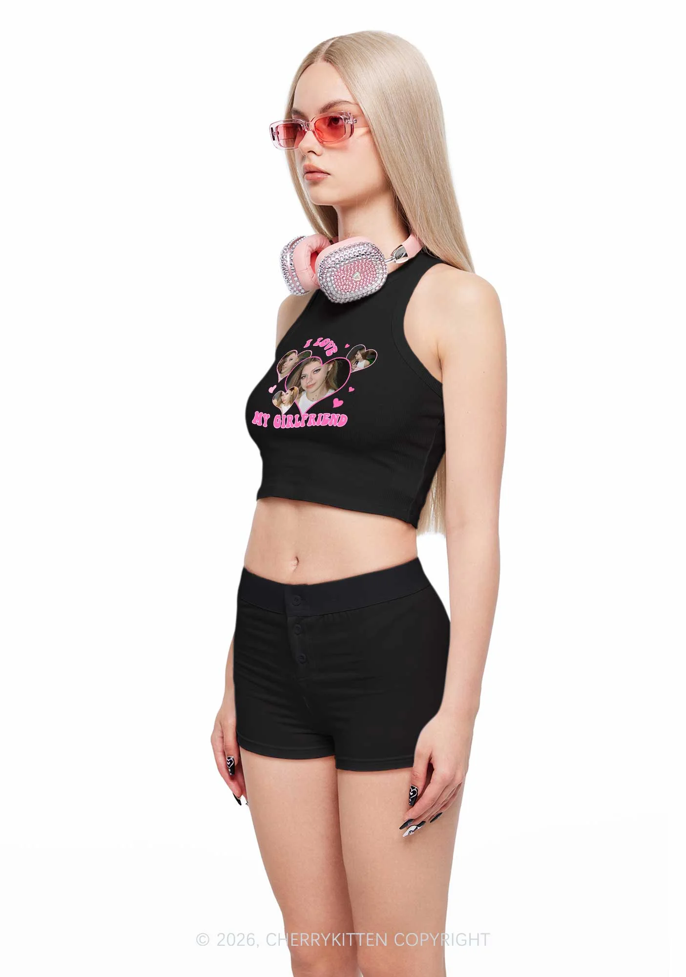 Custom I Love My BF GF Valentine's Day Y2K Crop Tank Top Cherrykitten - Image 2
