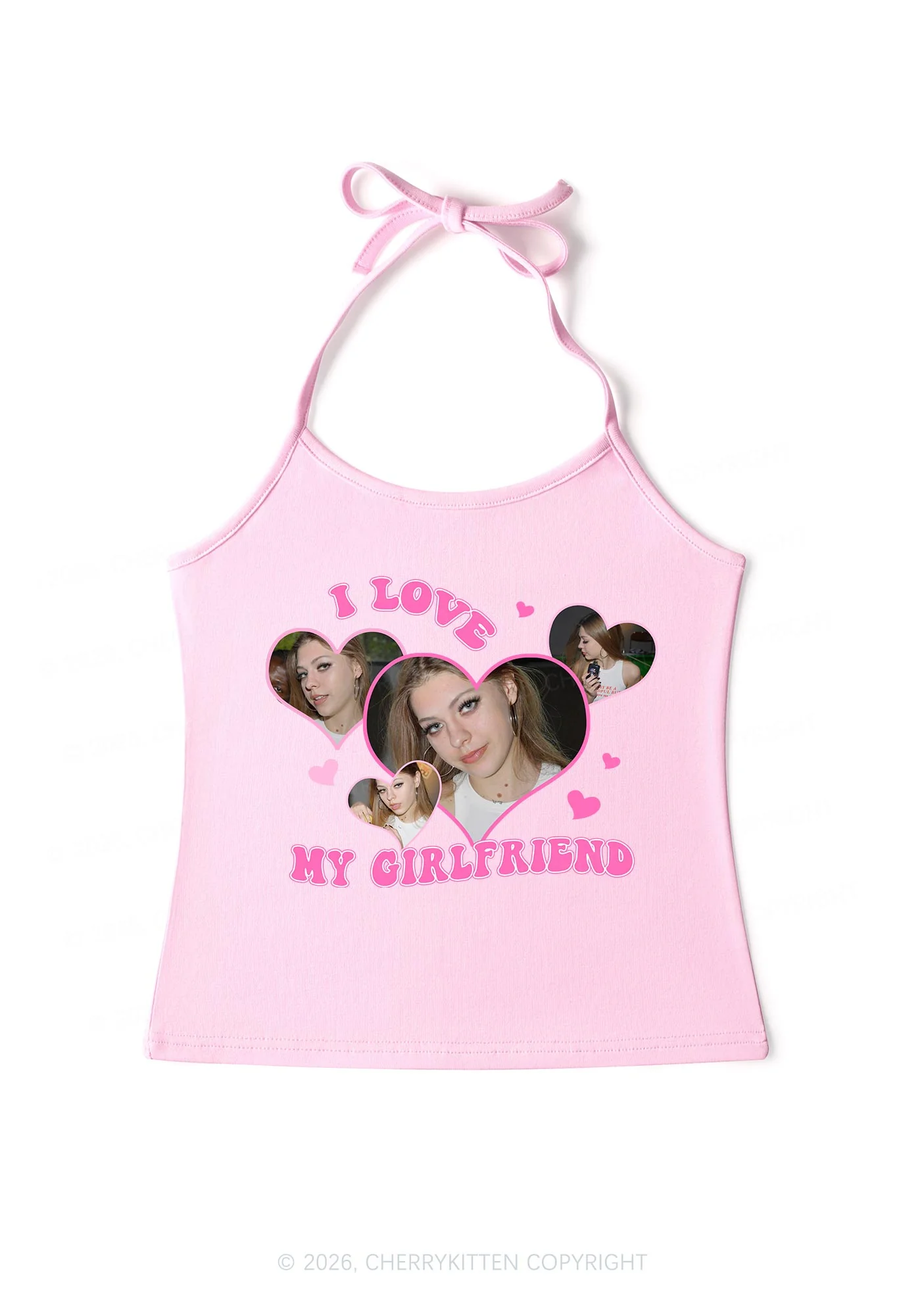 Custom I Love My BF GF Valentine's Day Y2K Halter Neck Cami Cherrykitten - Image 3