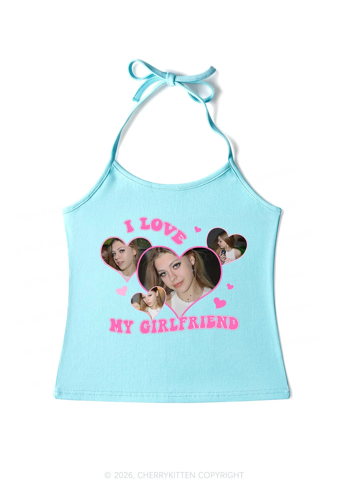 Custom I Love My BF GF Valentine's Day Y2K Halter Neck Cami Cherrykitten - Image 4