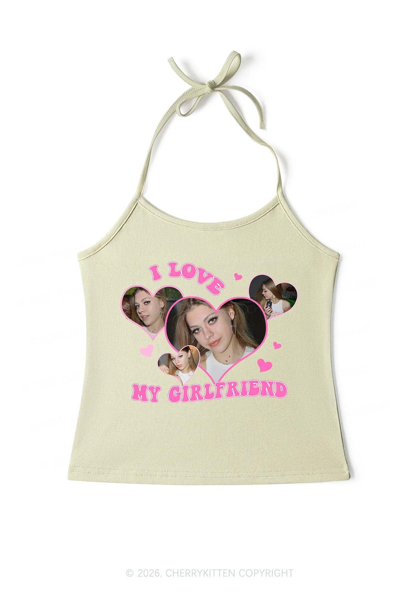 Custom I Love My BF GF Valentine's Day Y2K Halter Neck Cami Cherrykitten - Image 5