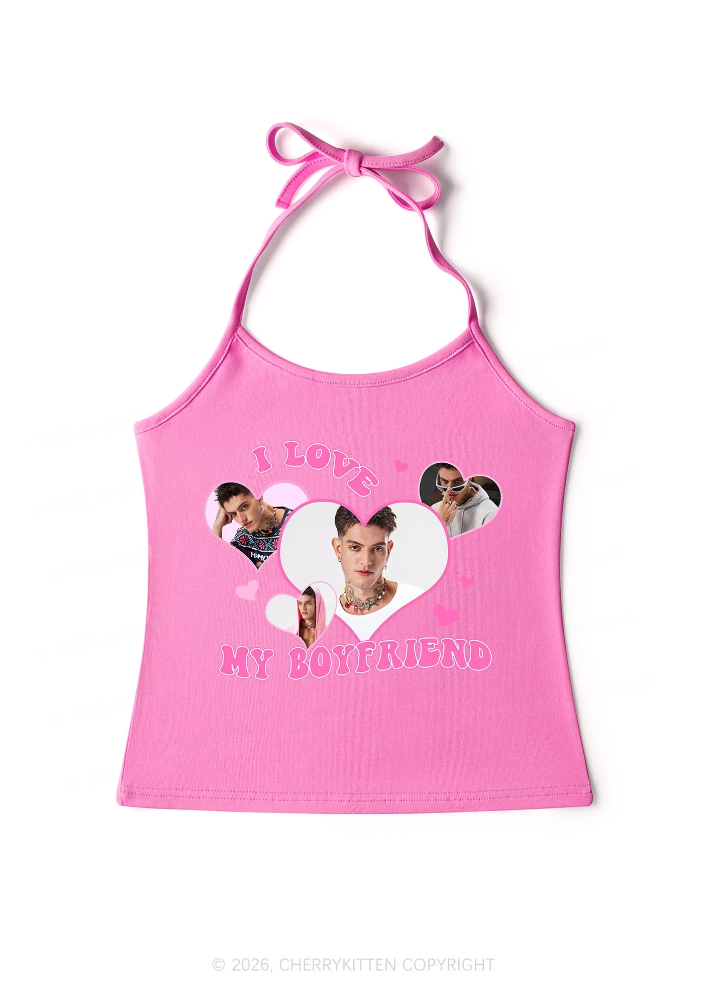 Custom I Love My BF GF Valentine's Day Y2K Halter Neck Cami Cherrykitten - Image 6