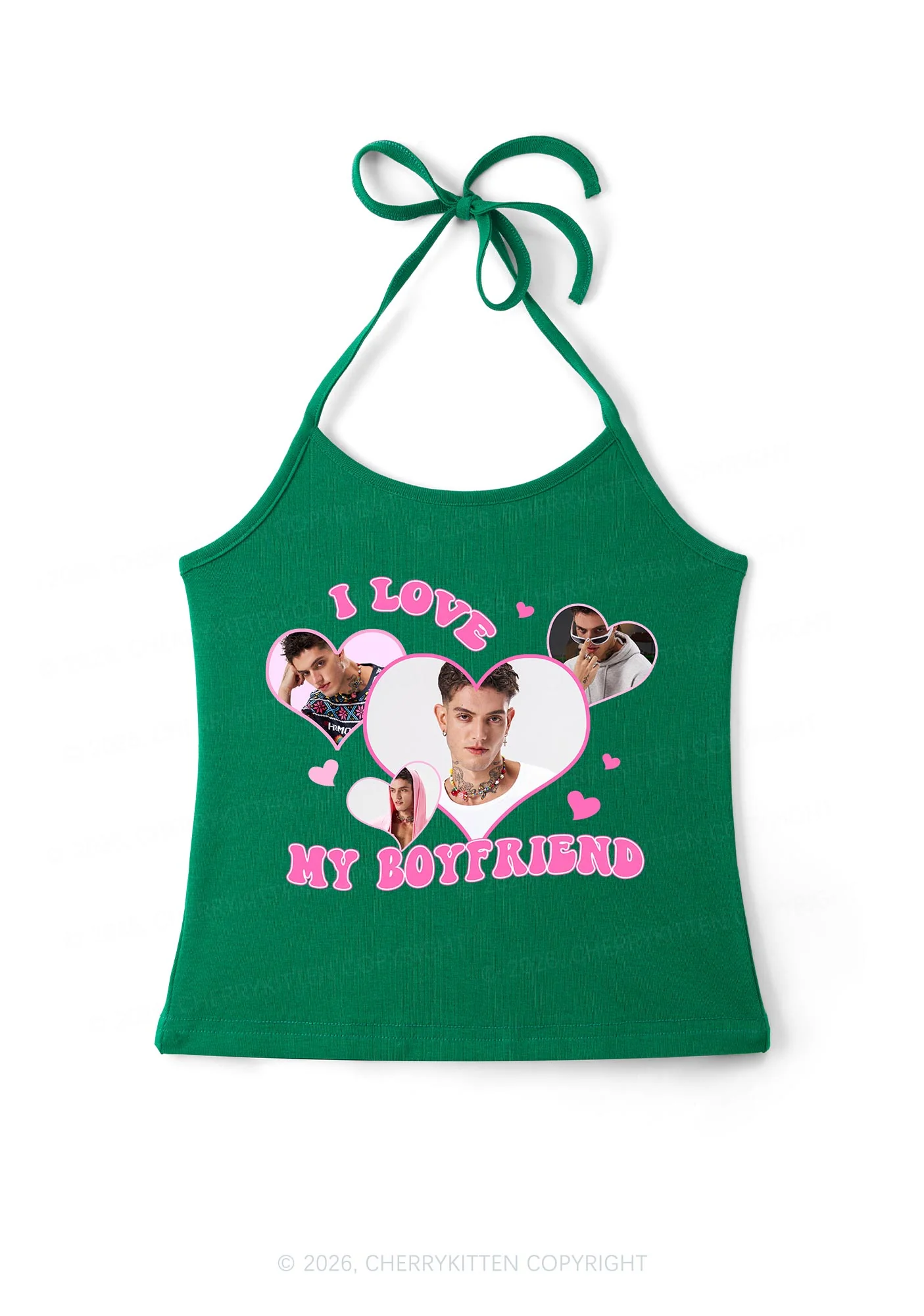 Custom I Love My BF GF Valentine's Day Y2K Halter Neck Cami Cherrykitten - Image 7