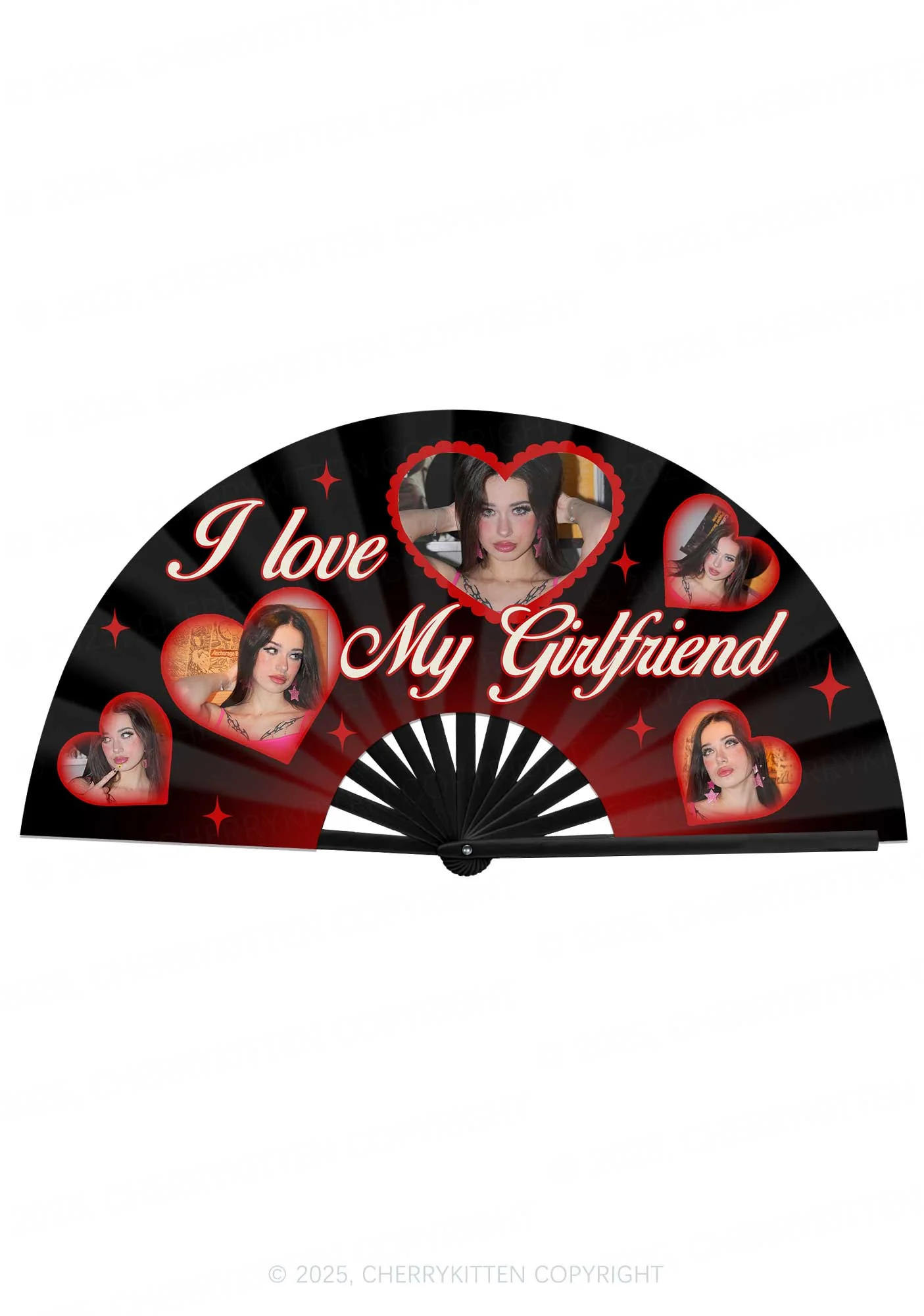 Custom I Love My BF GF Valentine's Day Y2K Rave Hand Fan Cherrykitten - Image 4