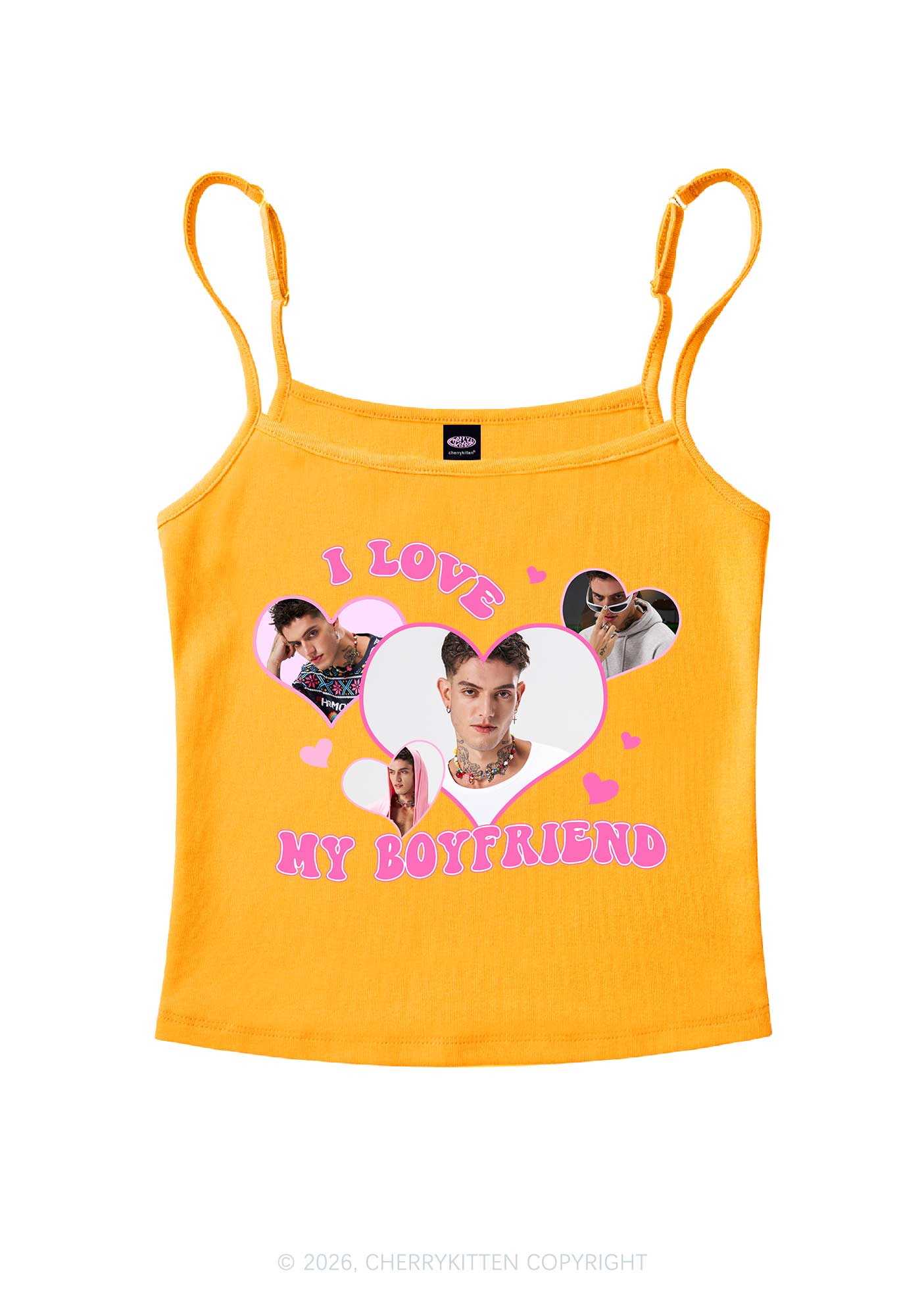 Custom I Love My BF GF Valentine's Day Y2K Spaghetti Strap Cami Cherrykitten - Image 7