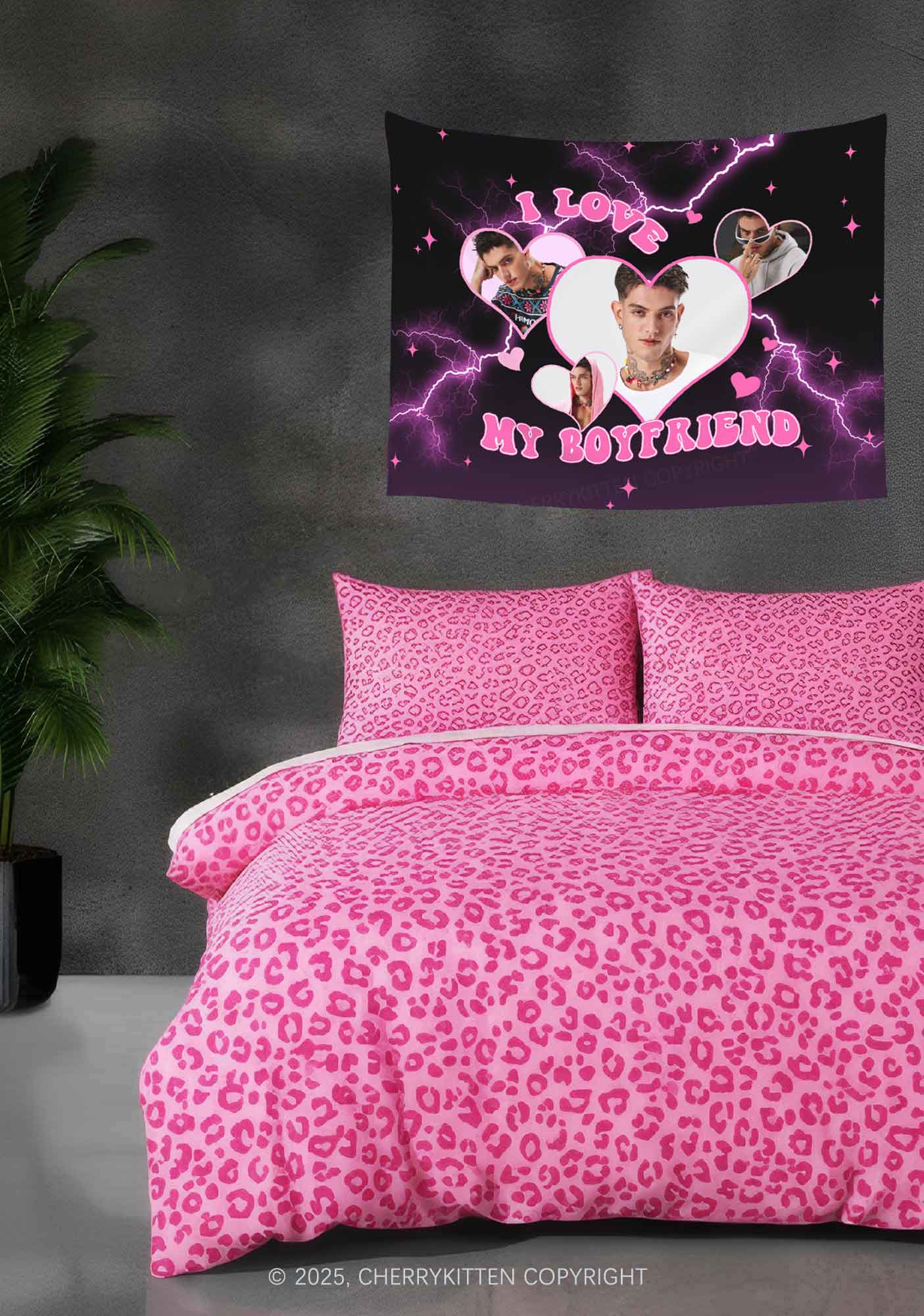 Custom I Love My Boyfriend Valentine's Day Flag Y2K Tapestry Cherrykitten - Image 2