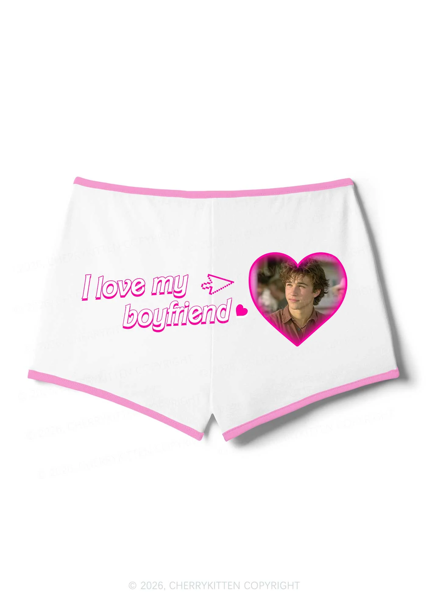 Custom I Love My GF BF Valentine's Day Y2K Booty Shorts Cherrykitten - Image 3