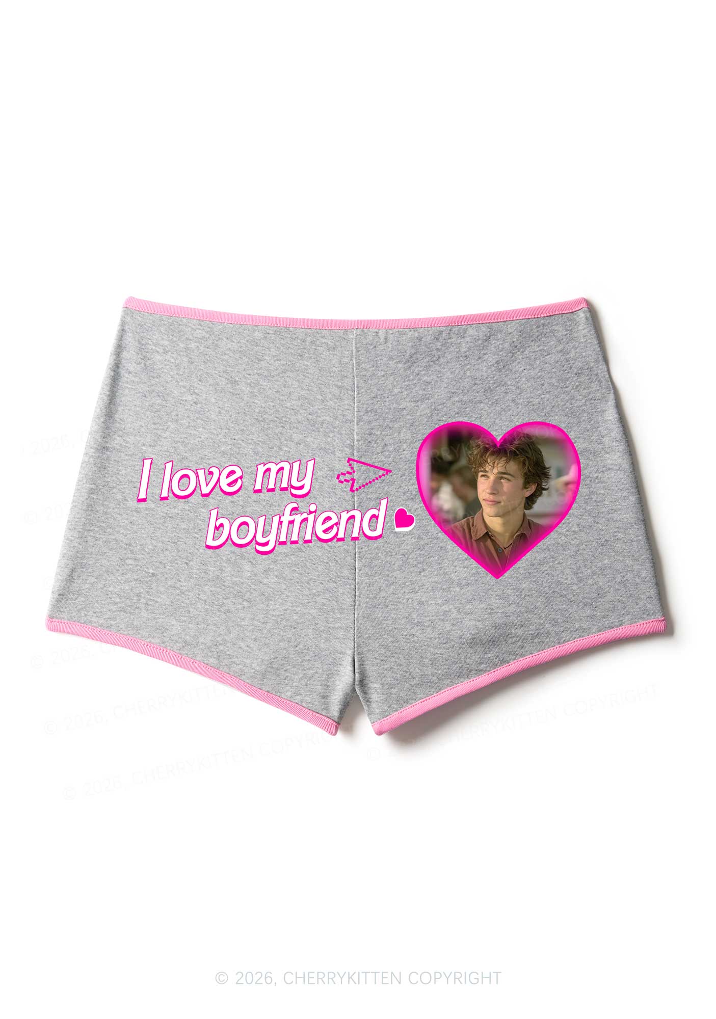 Custom I Love My GF BF Valentine's Day Y2K Booty Shorts Cherrykitten - Image 4