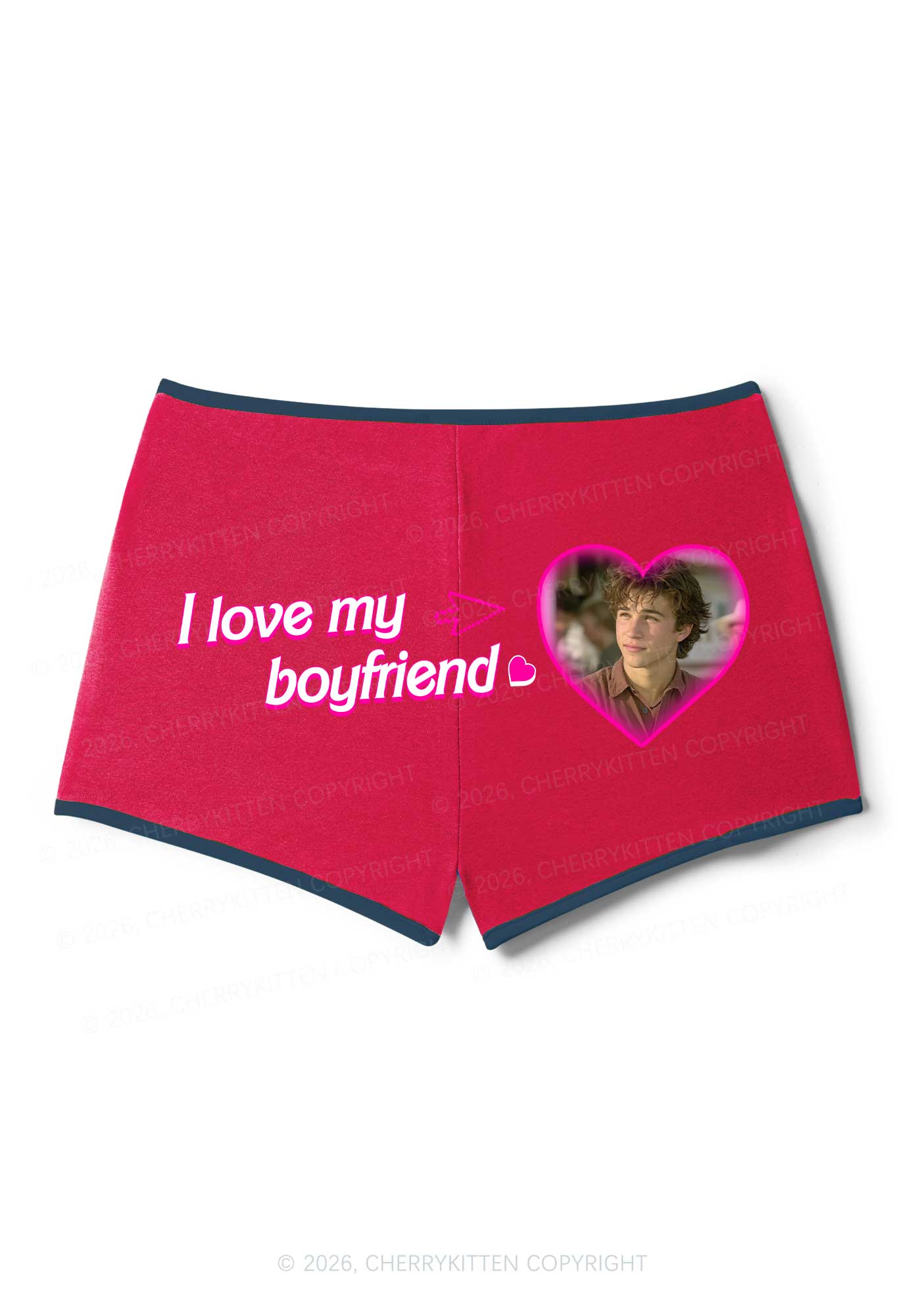 Custom I Love My GF BF Valentine's Day Y2K Booty Shorts Cherrykitten - Image 5