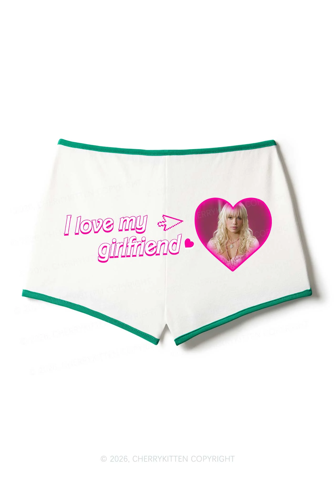Custom I Love My GF BF Valentine's Day Y2K Booty Shorts Cherrykitten - Image 6