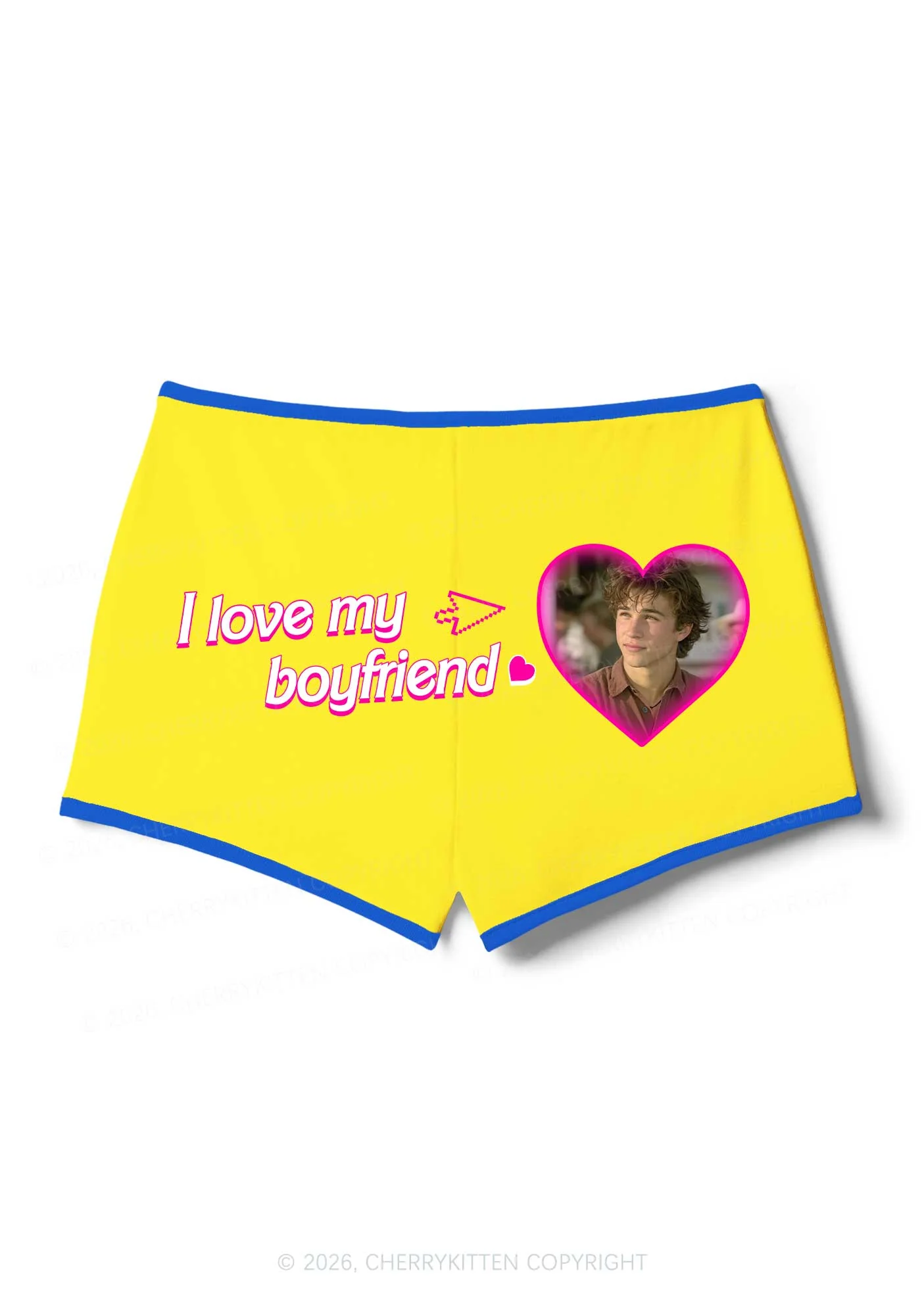Custom I Love My GF BF Valentine's Day Y2K Booty Shorts Cherrykitten - Image 7