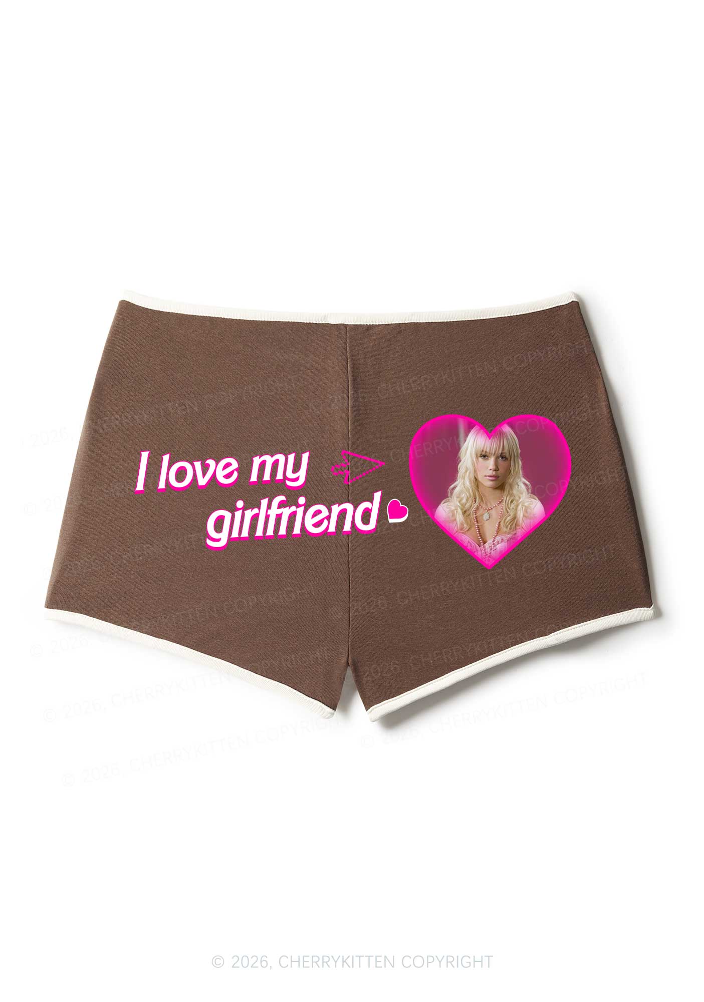 Custom I Love My GF BF Valentine's Day Y2K Booty Shorts Cherrykitten - Image 9