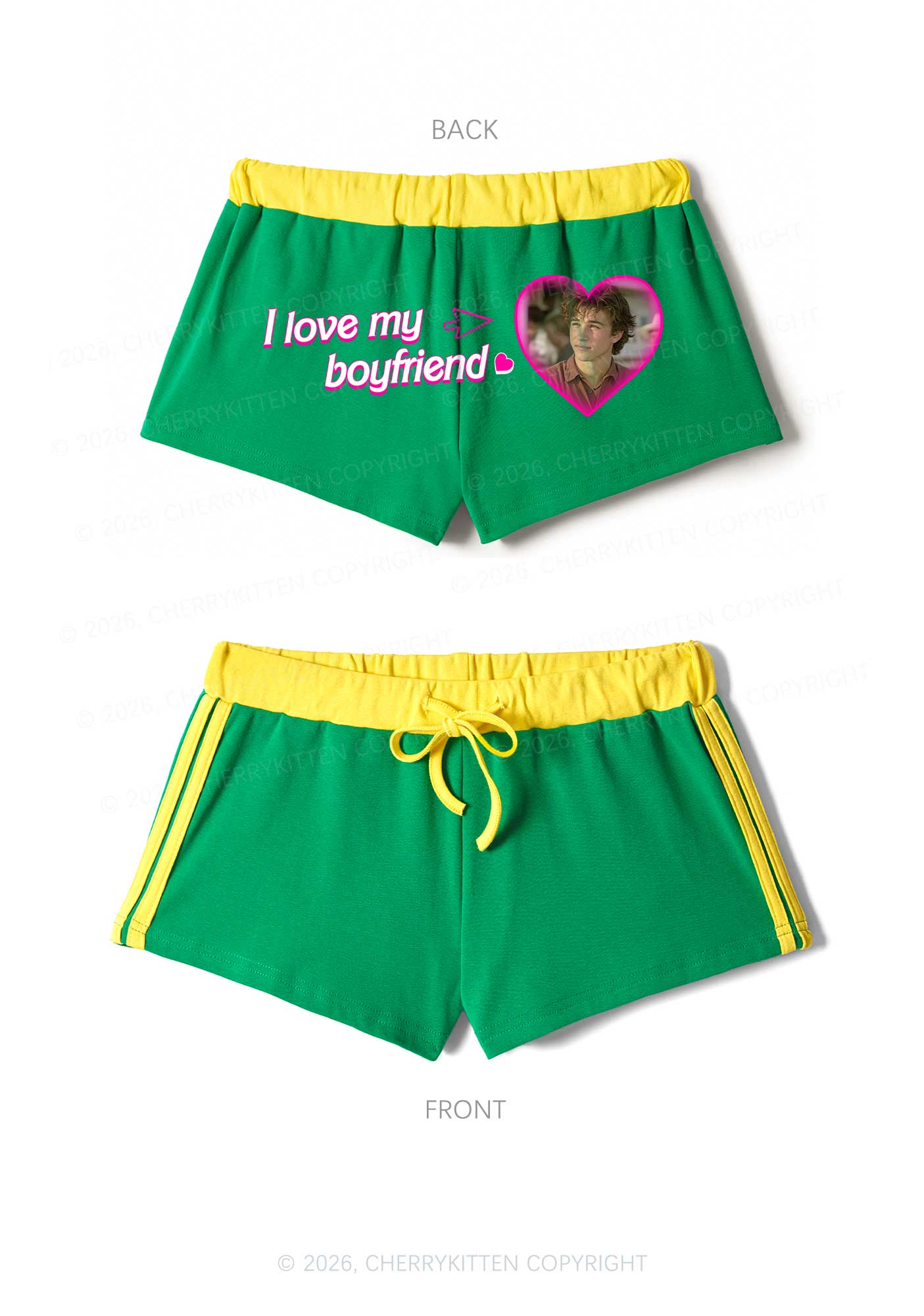 Custom I Love My GF BF Valentine's Day Y2K Drawstring Mini Shorts Cherrykitten - Image 6