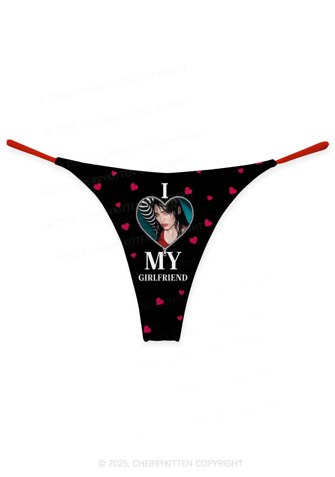 Custom I Love My GF BF Valentine's Day Y2K Print Couples Thong Set Cherrykitten - Image 2