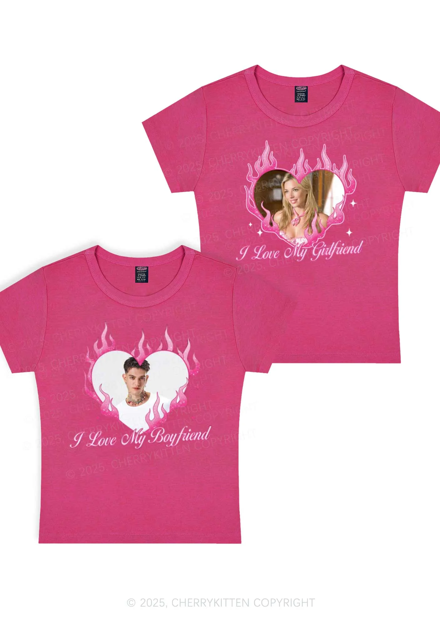 Custom I Love My GF BF Y2K Valentine's Day Baby Tee Cherrykitten - Image 3