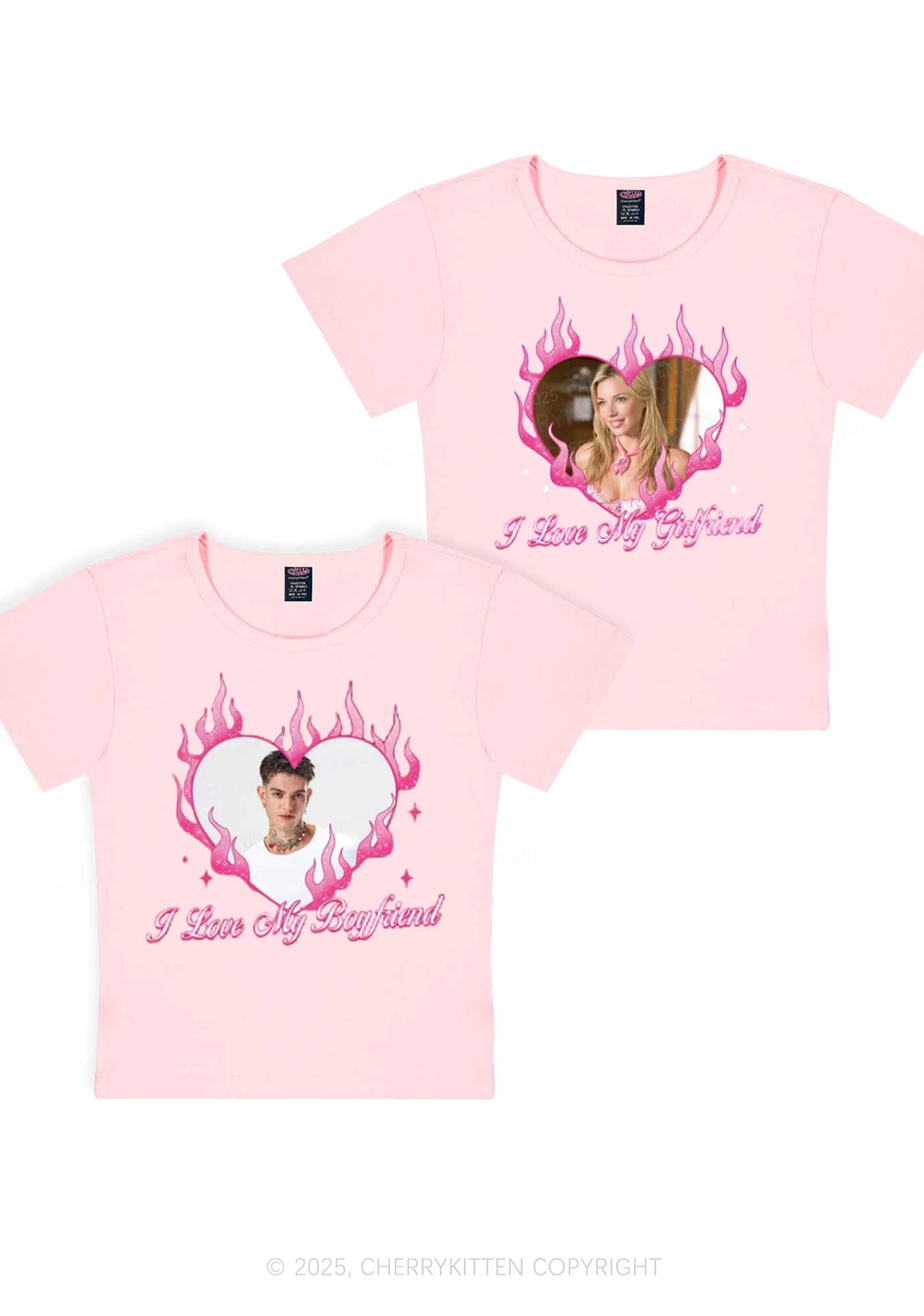 Custom I Love My GF BF Y2K Valentine's Day Baby Tee Cherrykitten - Image 4