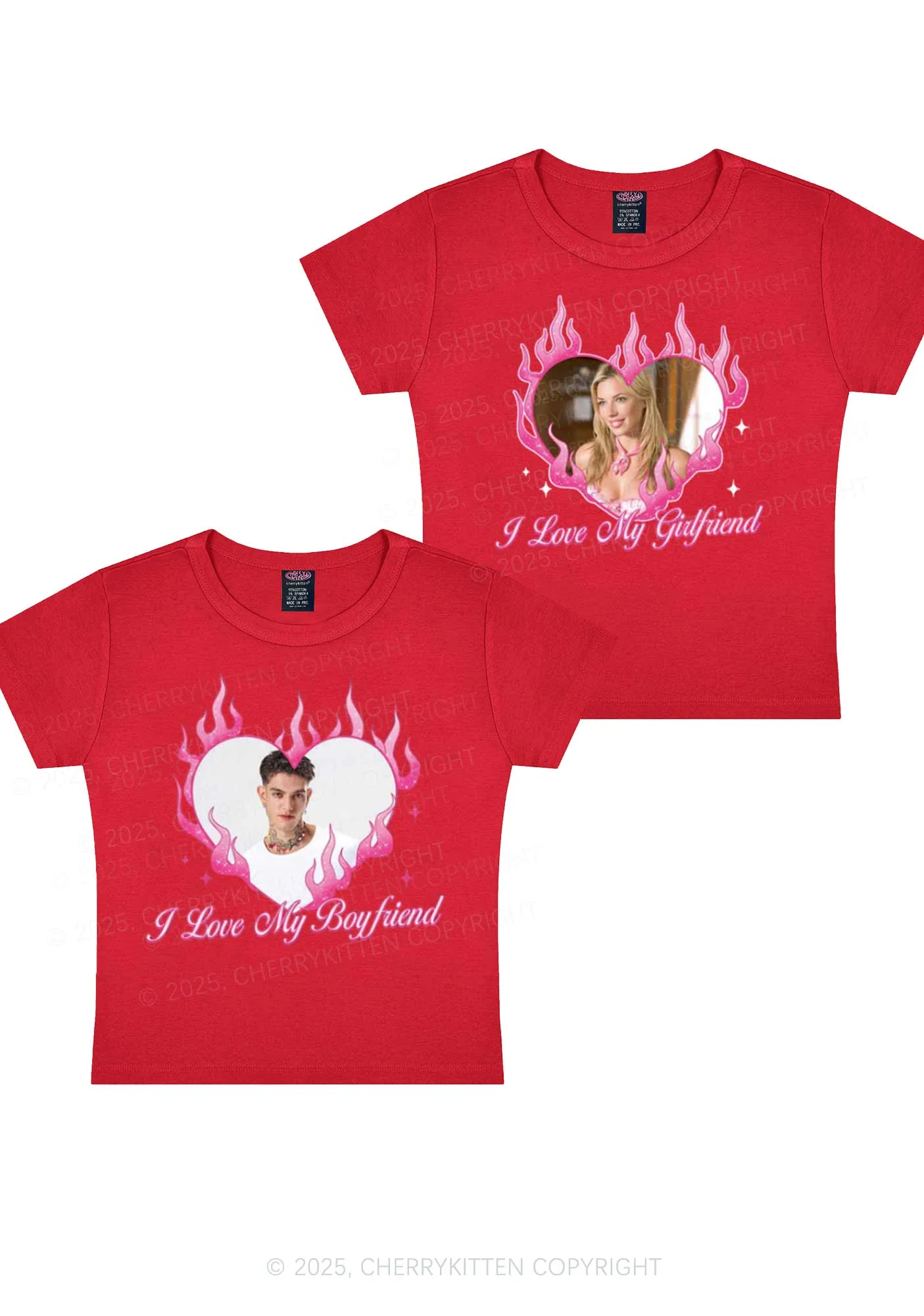 Custom I Love My GF BF Y2K Valentine's Day Baby Tee Cherrykitten - Image 5