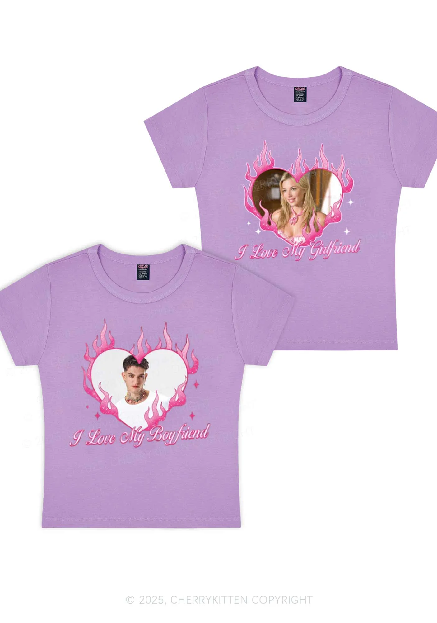 Custom I Love My GF BF Y2K Valentine's Day Baby Tee Cherrykitten - Image 6