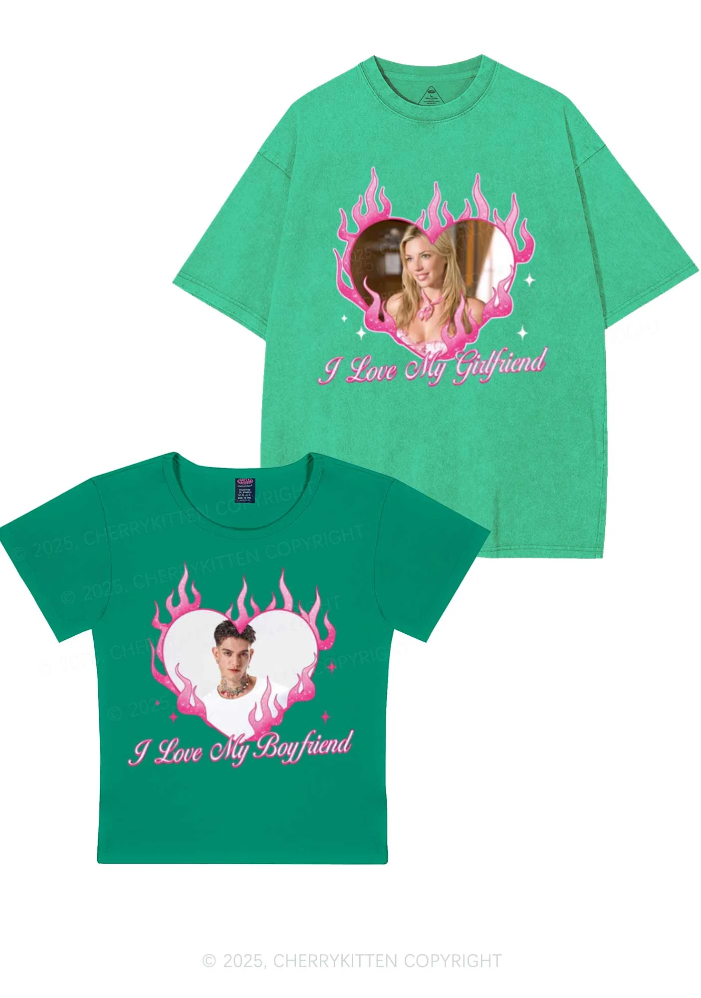 Custom I Love My GF BF Y2K Valentine's Day Couple Shirt Cherrykitten - Image 10