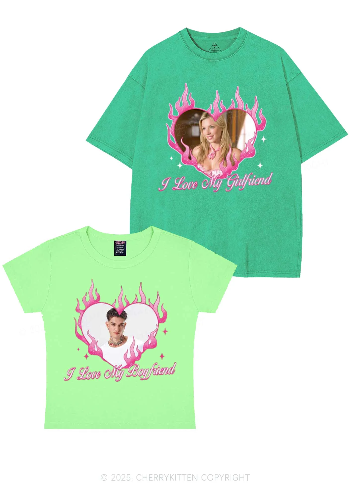 Custom I Love My GF BF Y2K Valentine's Day Couple Shirt Cherrykitten - Image 11