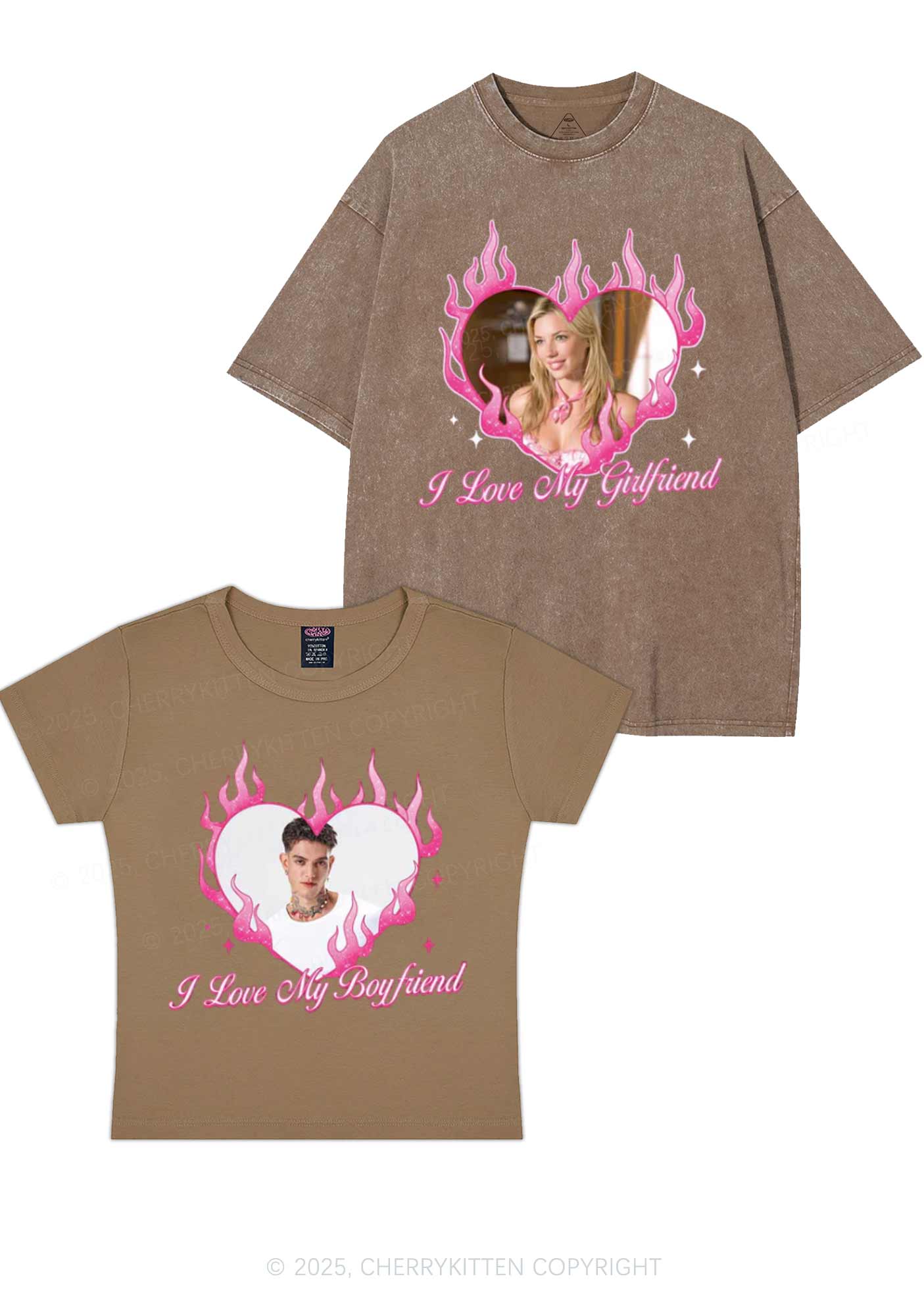 Custom I Love My GF BF Y2K Valentine's Day Couple Shirt Cherrykitten - Image 7