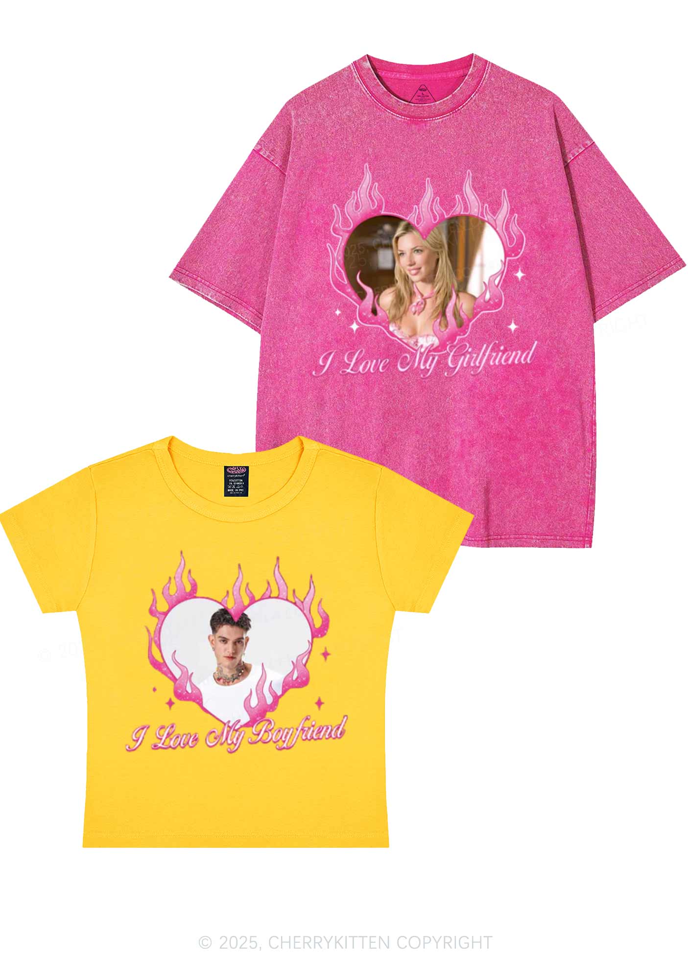 Custom I Love My GF BF Y2K Valentine's Day Couple Shirt Cherrykitten - Image 8