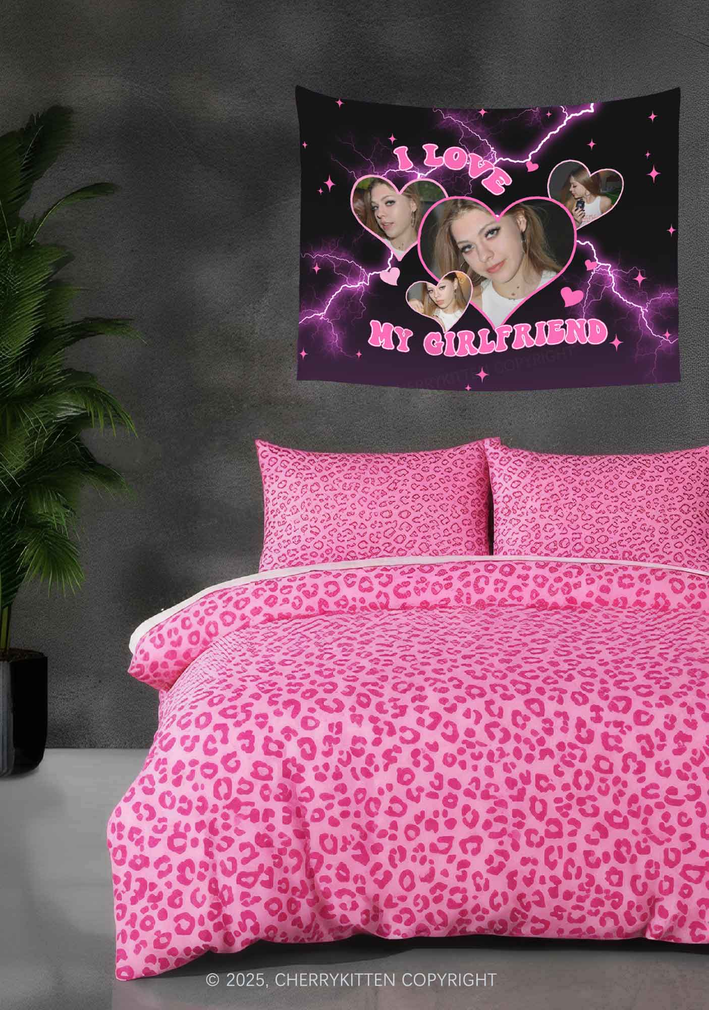 Custom I Love My Girlfriend Valentine's Day Flag Y2K Tapestry Cherrykitten - Image 2