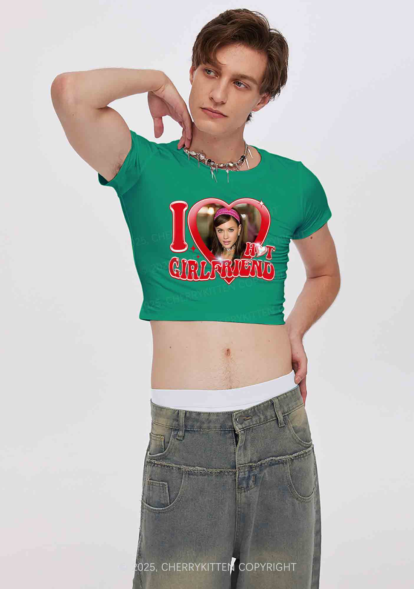 Custom I Love My Hot GF BF Y2K Valentine's Day Baby Tee Cherrykitten - Image 2