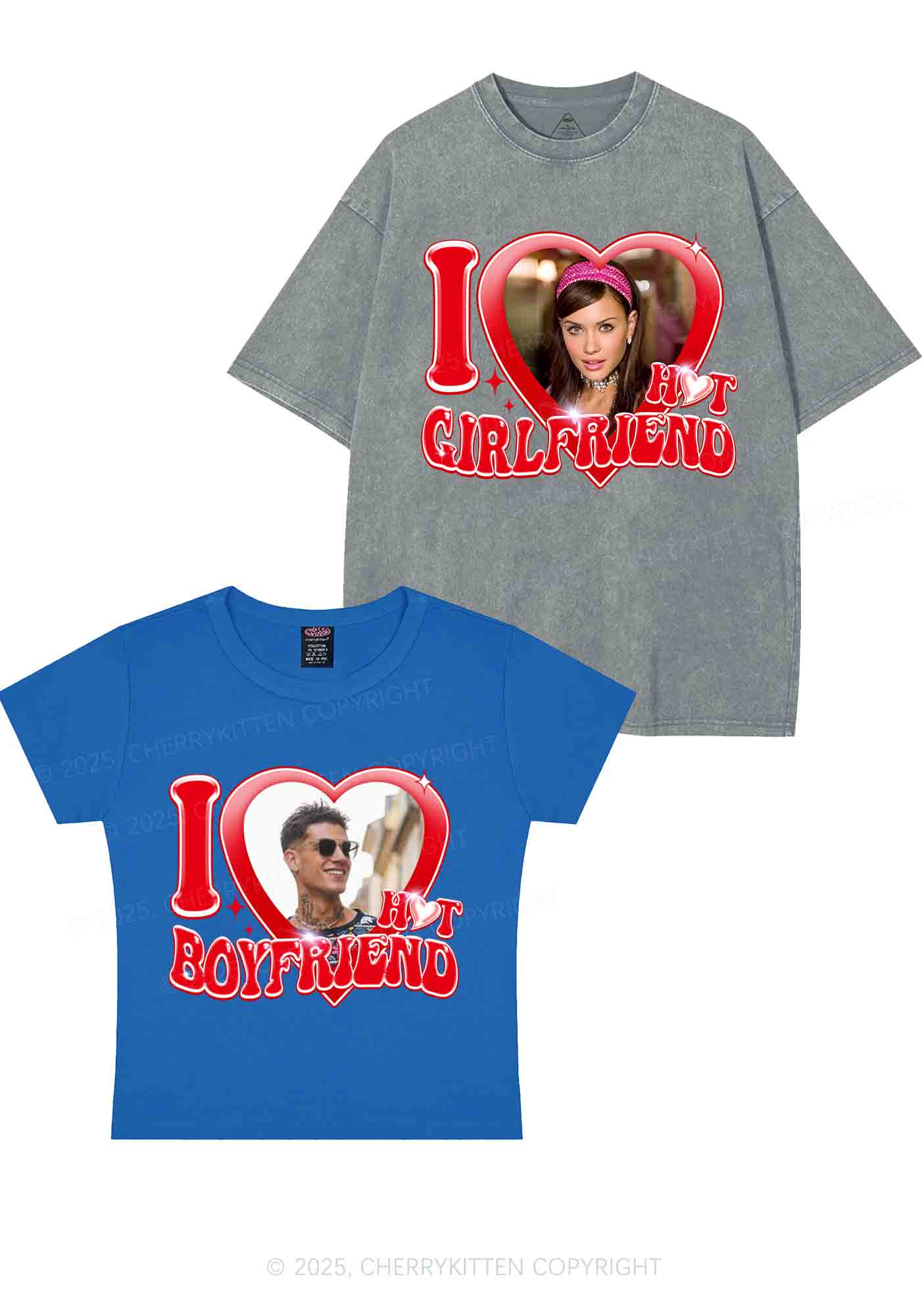Custom I Love My Hot GF BF Y2K Valentine's Day Couple Shirt Cherrykitten - Image 11