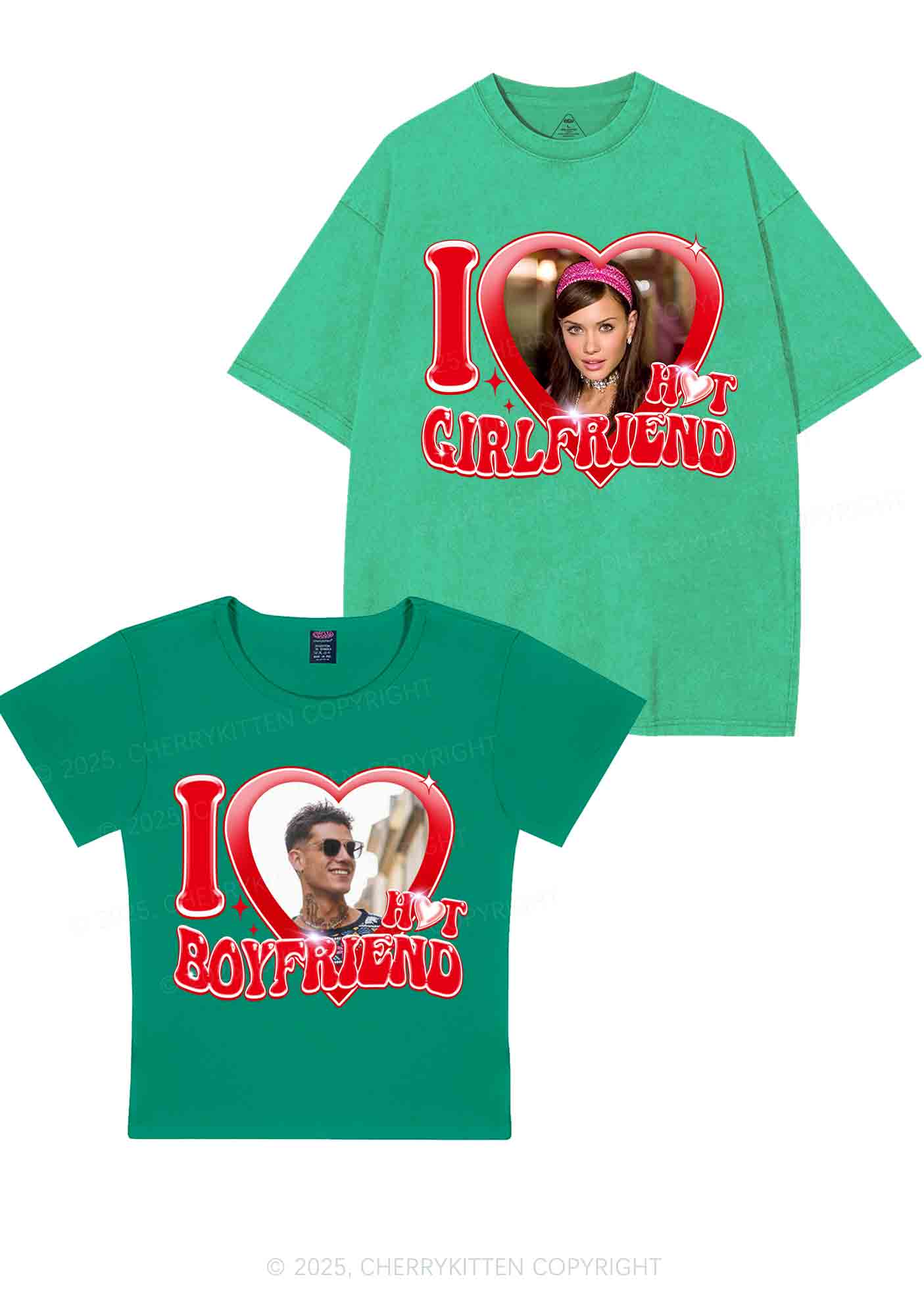 Custom I Love My Hot GF BF Y2K Valentine's Day Couple Shirt Cherrykitten - Image 12