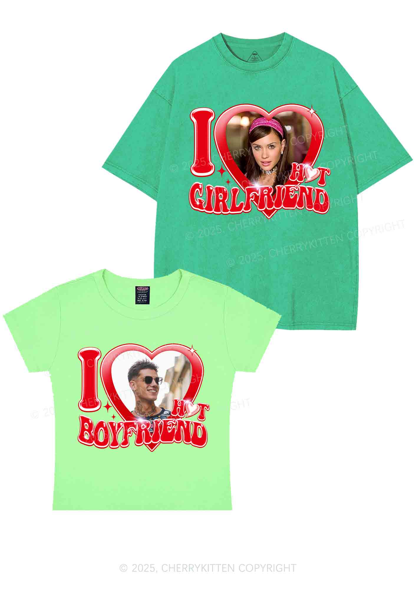Custom I Love My Hot GF BF Y2K Valentine's Day Couple Shirt Cherrykitten - Image 13