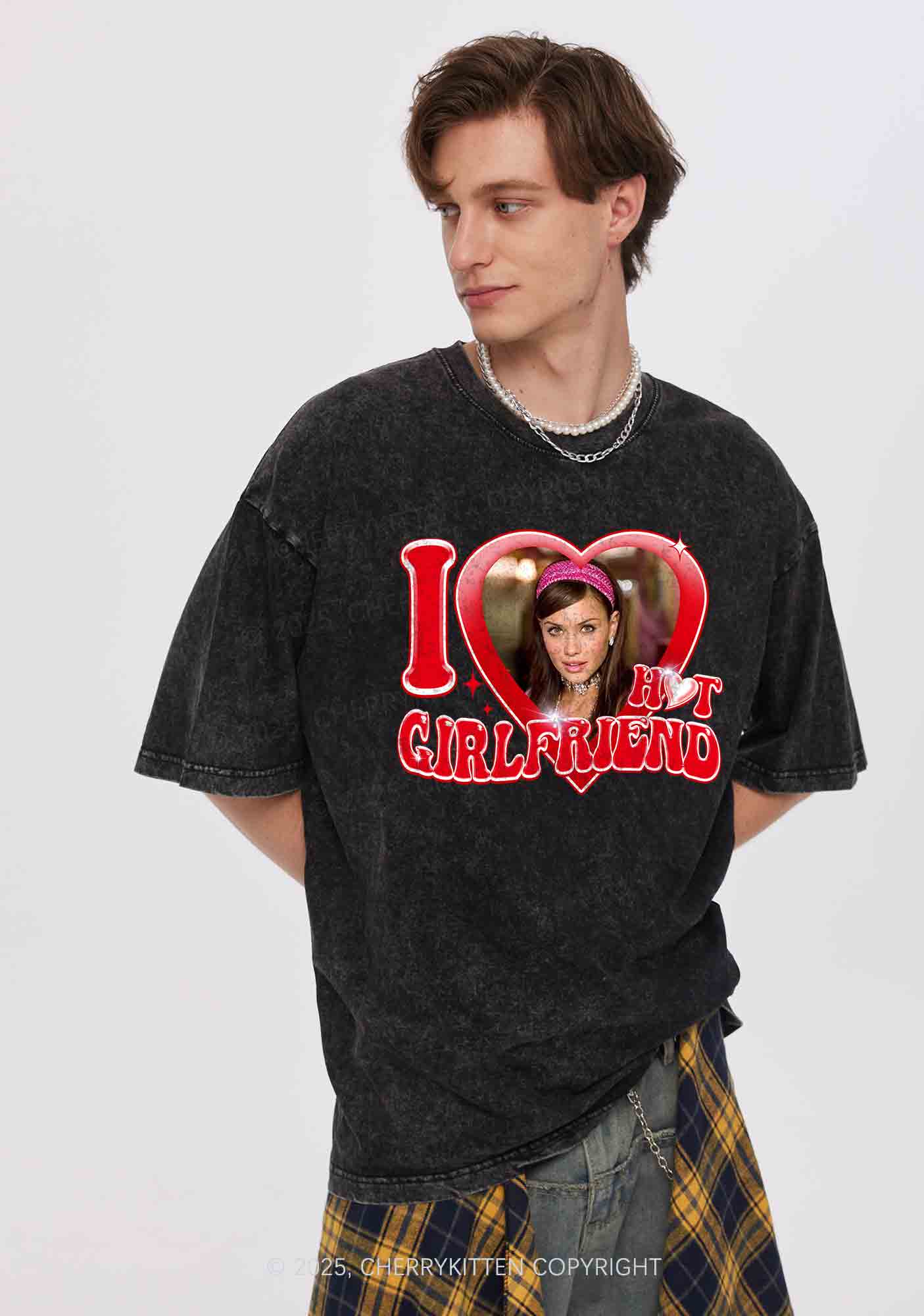 Custom I Love My Hot GF BF Y2K Valentine's Day Couple Shirt Cherrykitten - Image 2