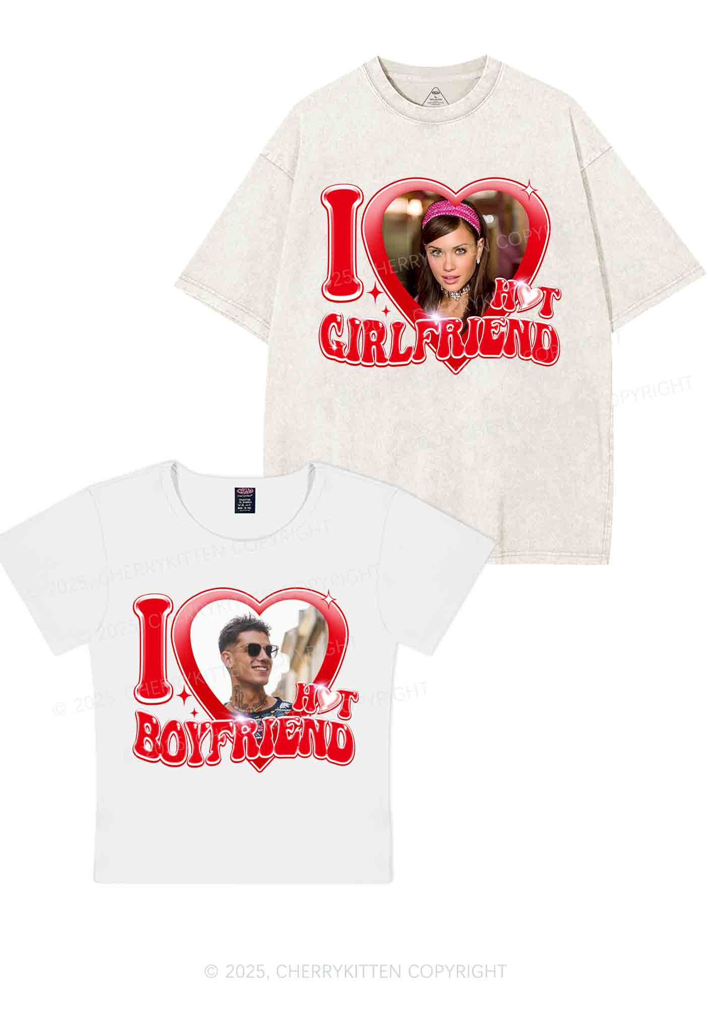 Custom I Love My Hot GF BF Y2K Valentine's Day Couple Shirt Cherrykitten - Image 4