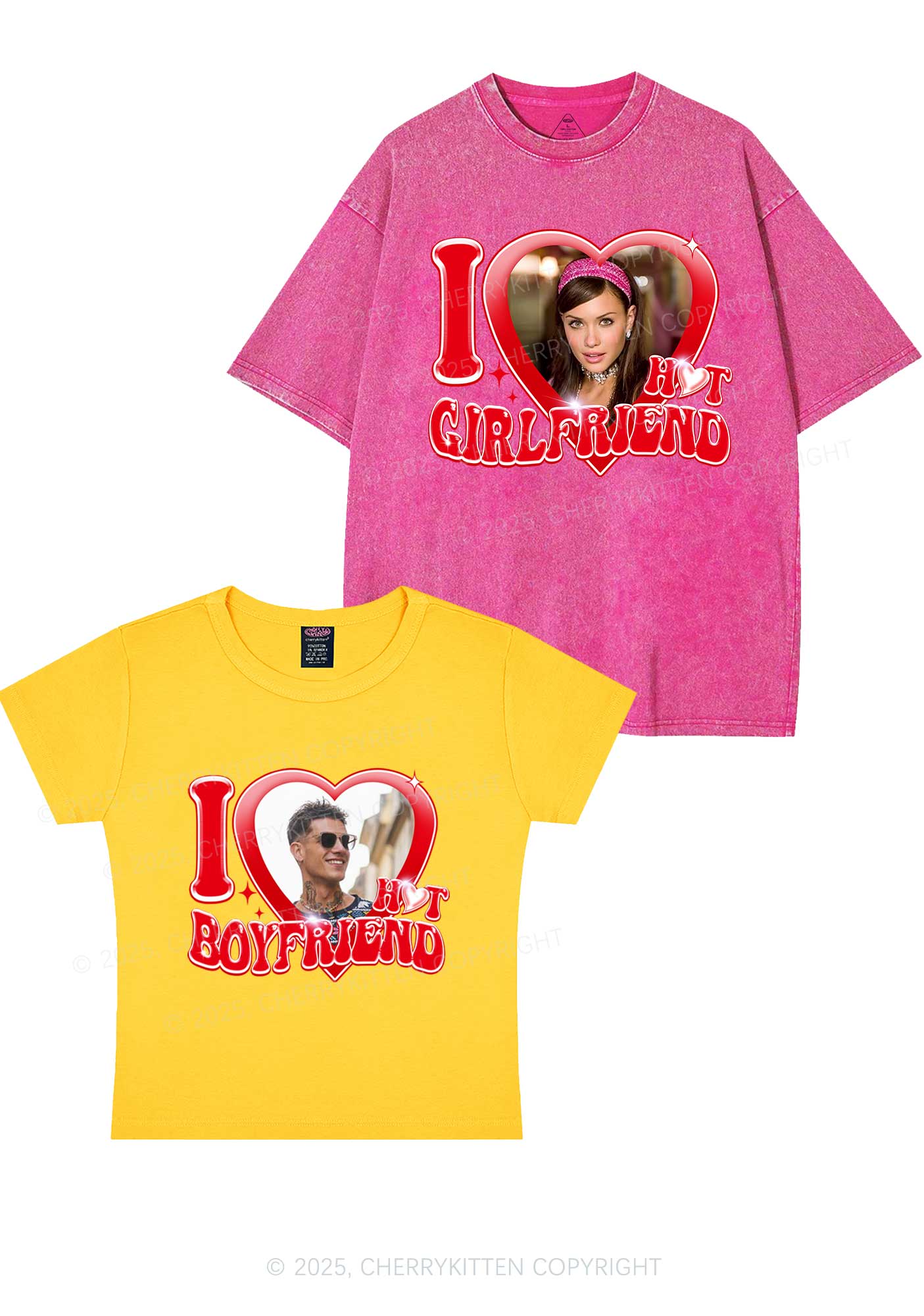 Custom I Love My Hot GF BF Y2K Valentine's Day Couple Shirt Cherrykitten - Image 5