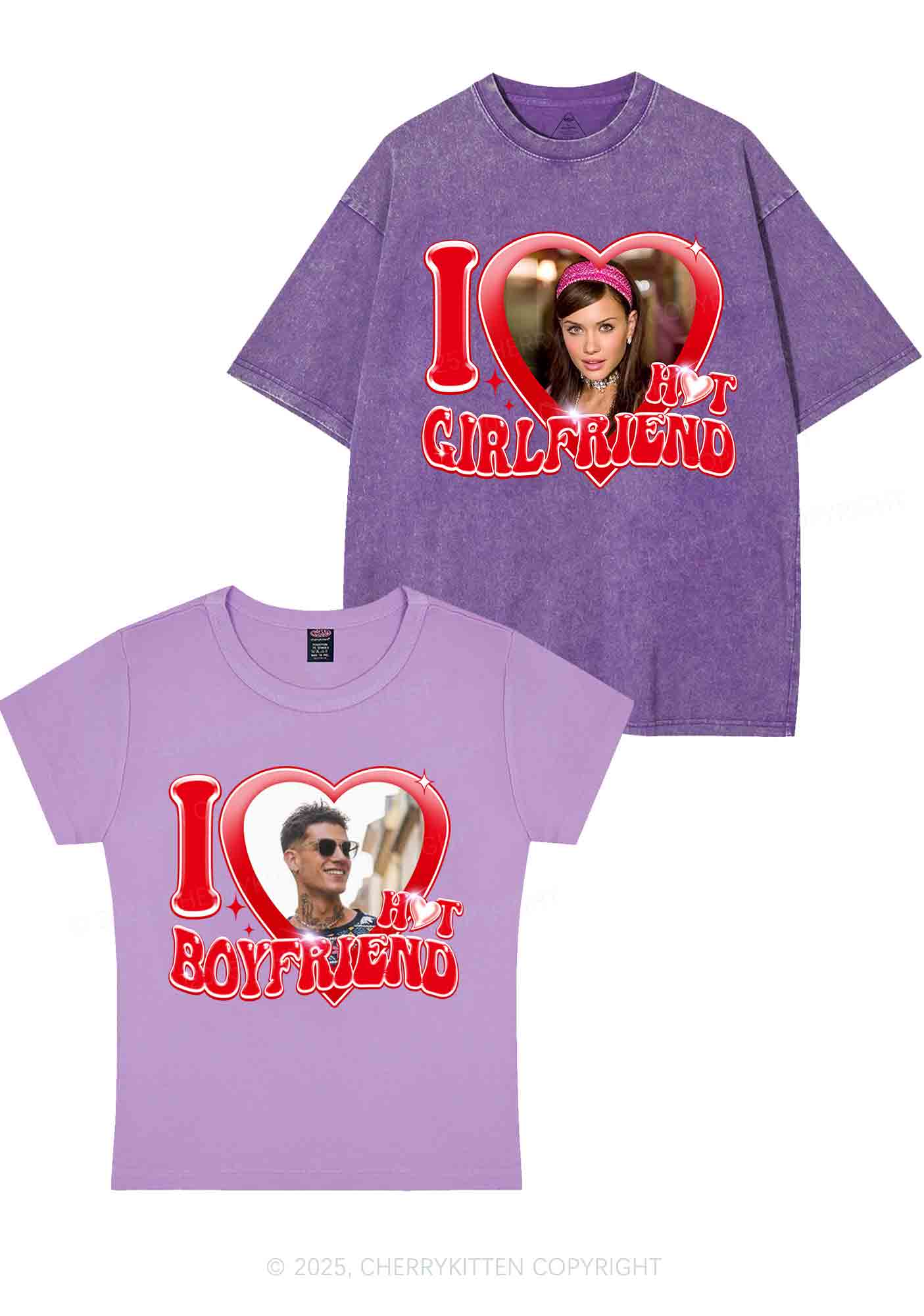 Custom I Love My Hot GF BF Y2K Valentine's Day Couple Shirt Cherrykitten - Image 6