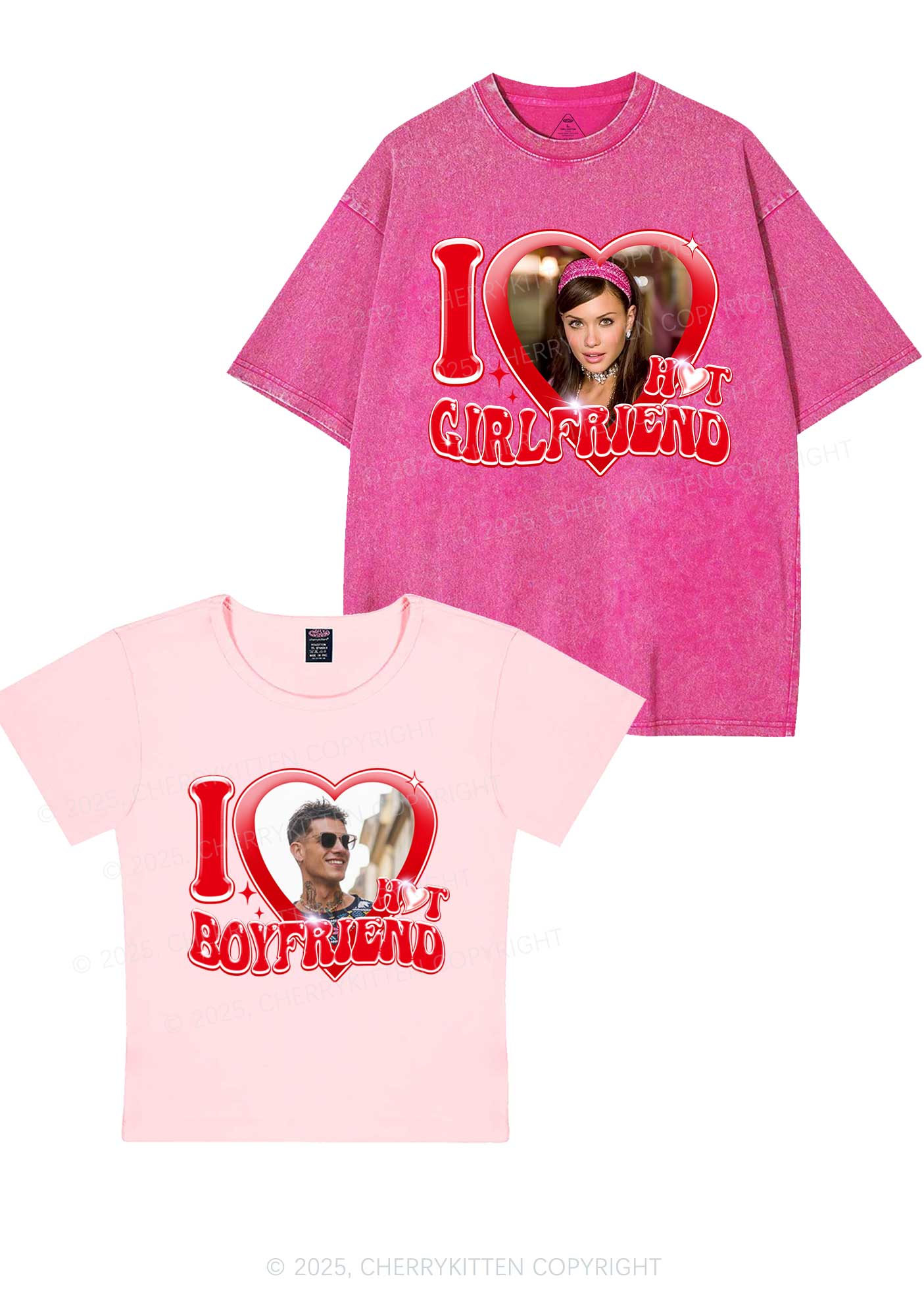 Custom I Love My Hot GF BF Y2K Valentine's Day Couple Shirt Cherrykitten - Image 7