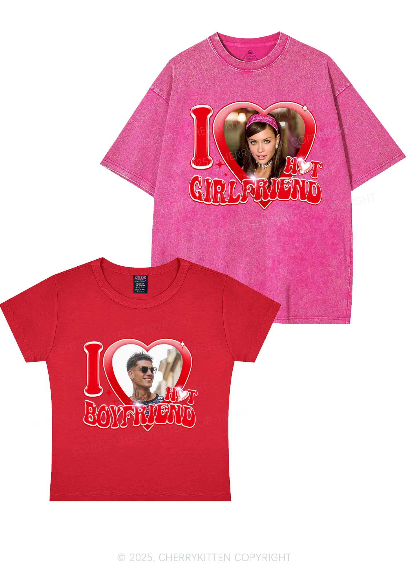 Custom I Love My Hot GF BF Y2K Valentine's Day Couple Shirt Cherrykitten - Image 8