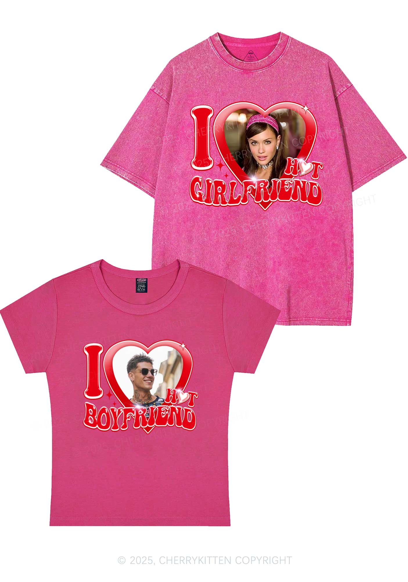 Custom I Love My Hot GF BF Y2K Valentine's Day Couple Shirt Cherrykitten - Image 9
