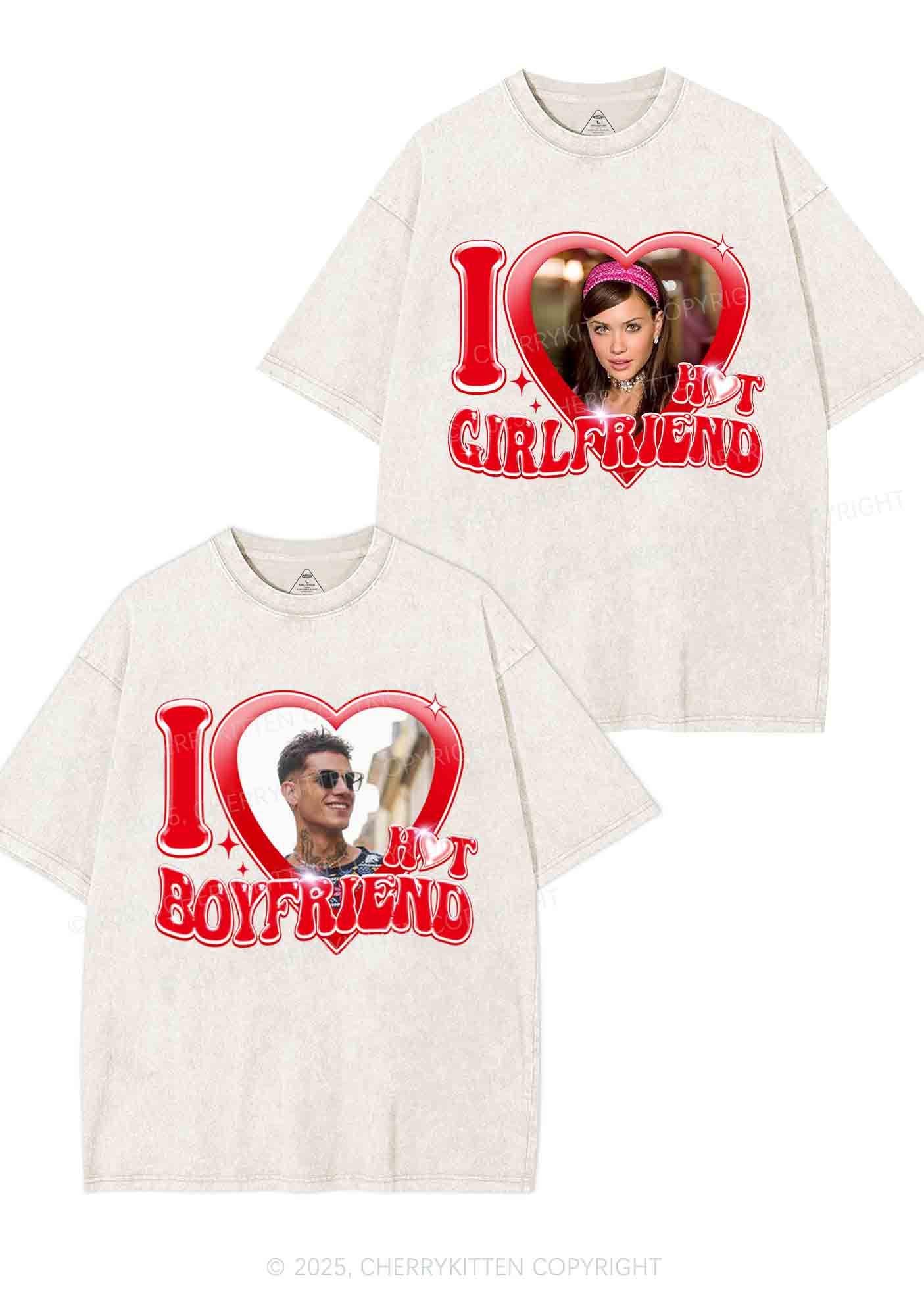 Custom I Love My Hot GF BF Y2K Valentine's Day Washed Tee Cherrykitten - Image 4