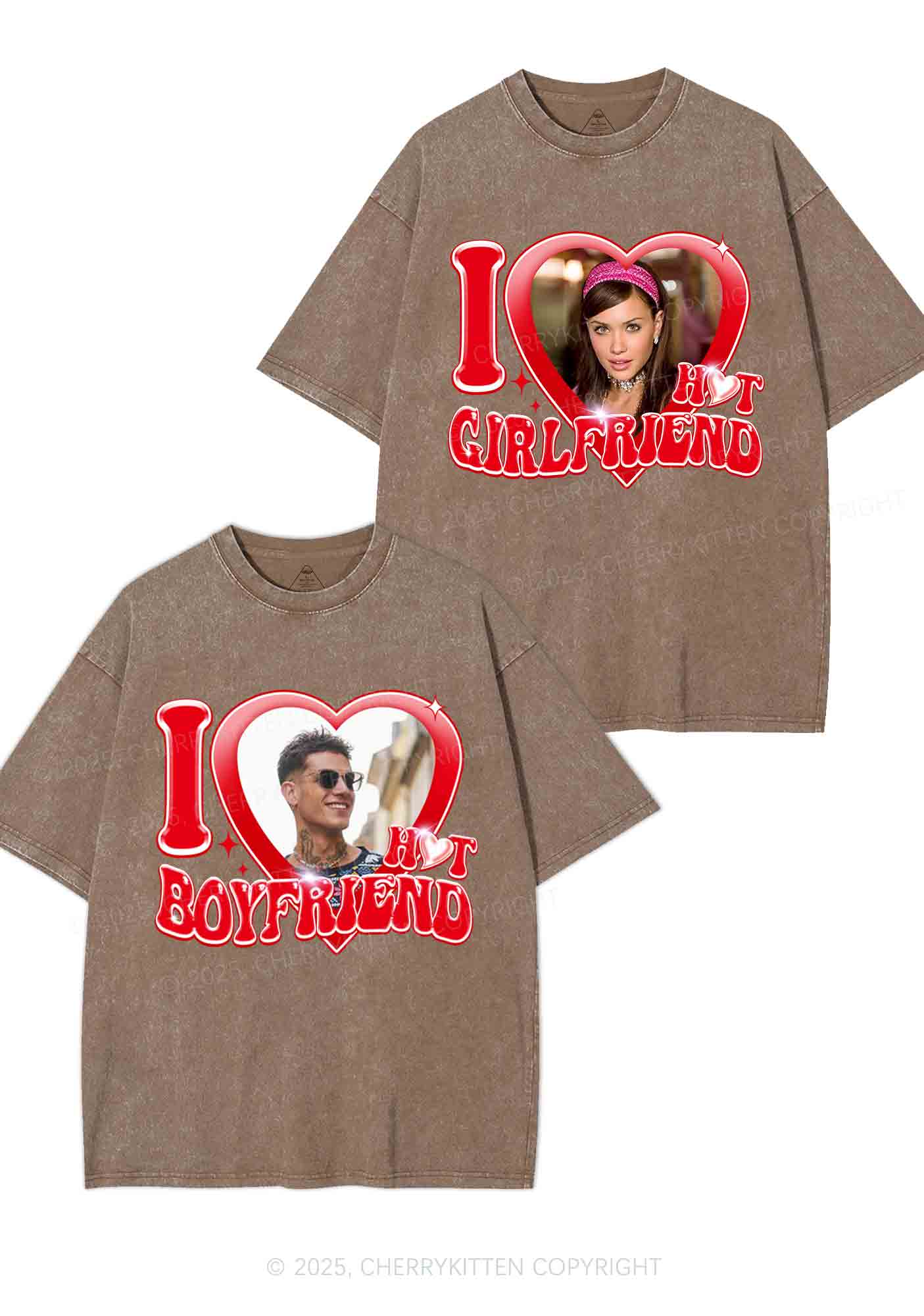 Custom I Love My Hot GF BF Y2K Valentine's Day Washed Tee Cherrykitten - Image 7