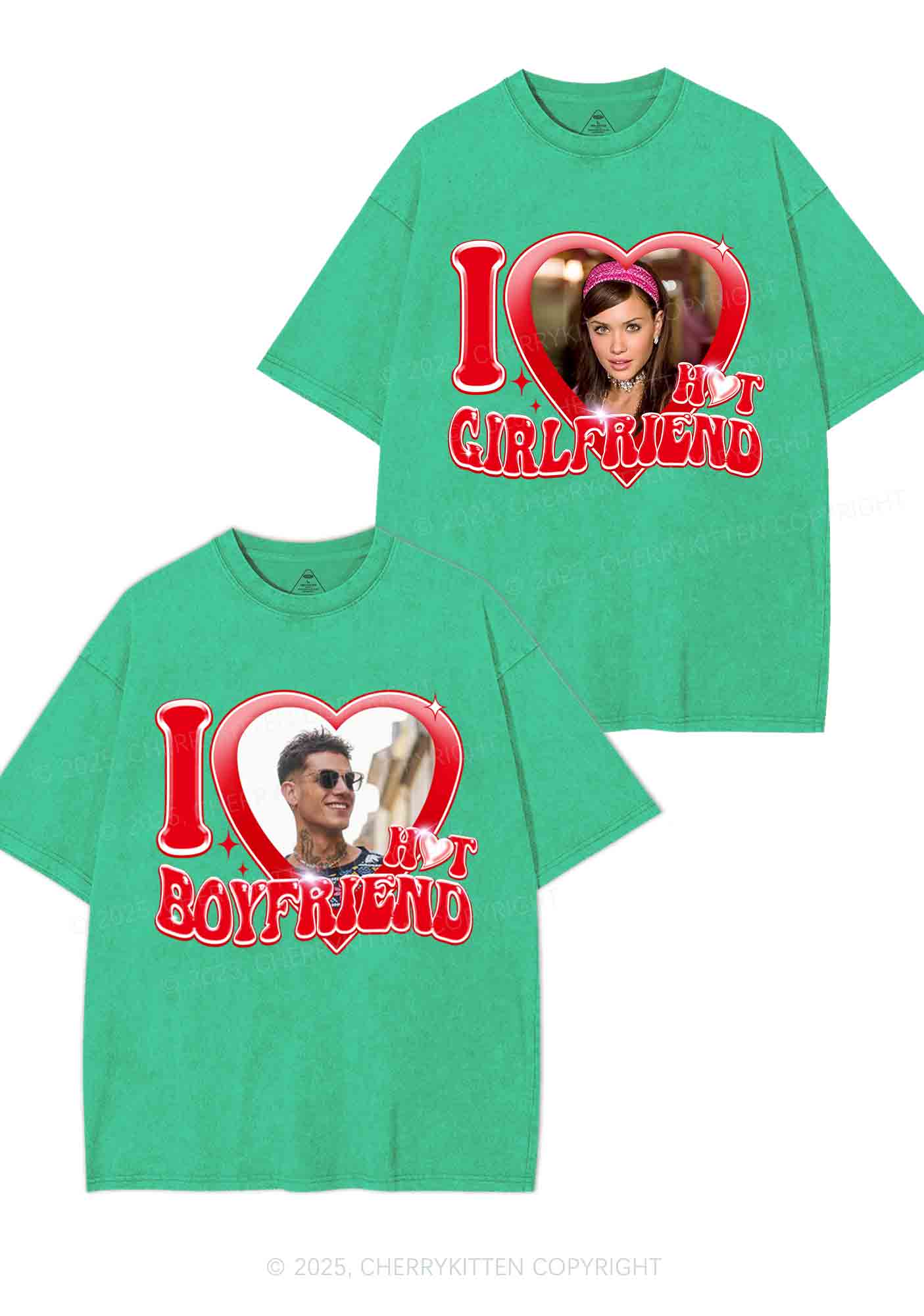 Custom I Love My Hot GF BF Y2K Valentine's Day Washed Tee Cherrykitten - Image 9
