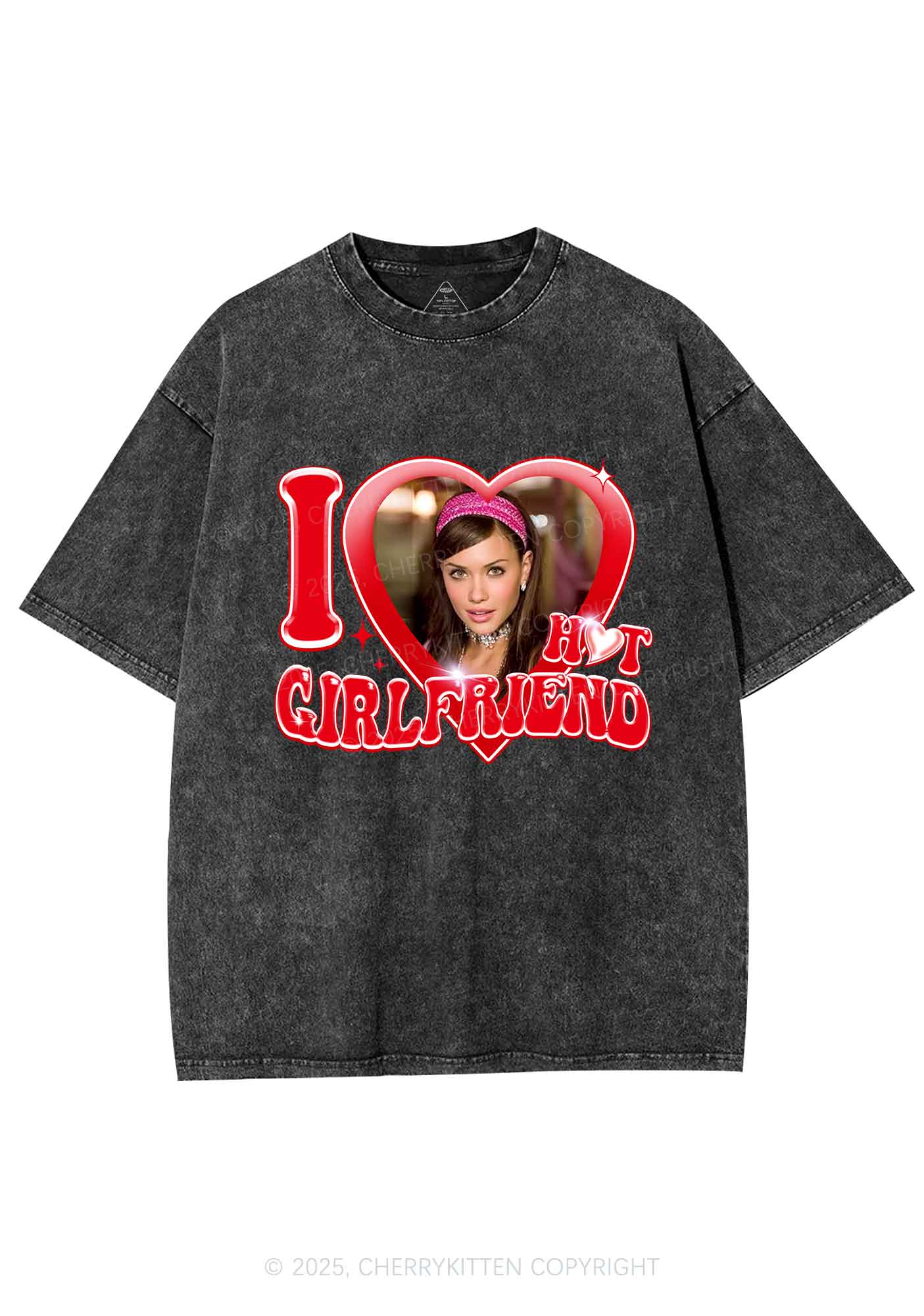 Custom I Love My Hot Girlfriend Y2K Shirts Washed Tee Cherrykitten - Image 3