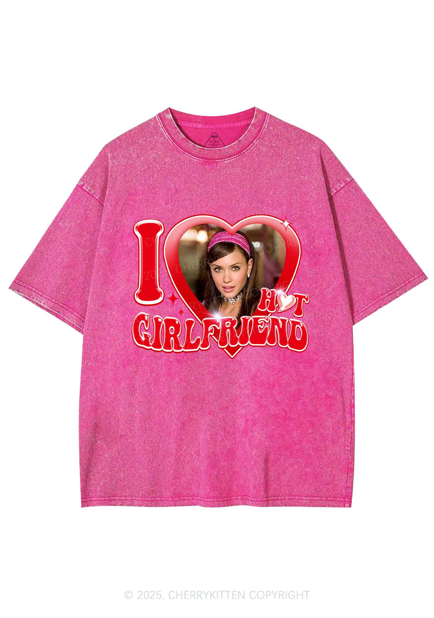 Custom I Love My Hot Girlfriend Y2K Shirts Washed Tee Cherrykitten - Image 5