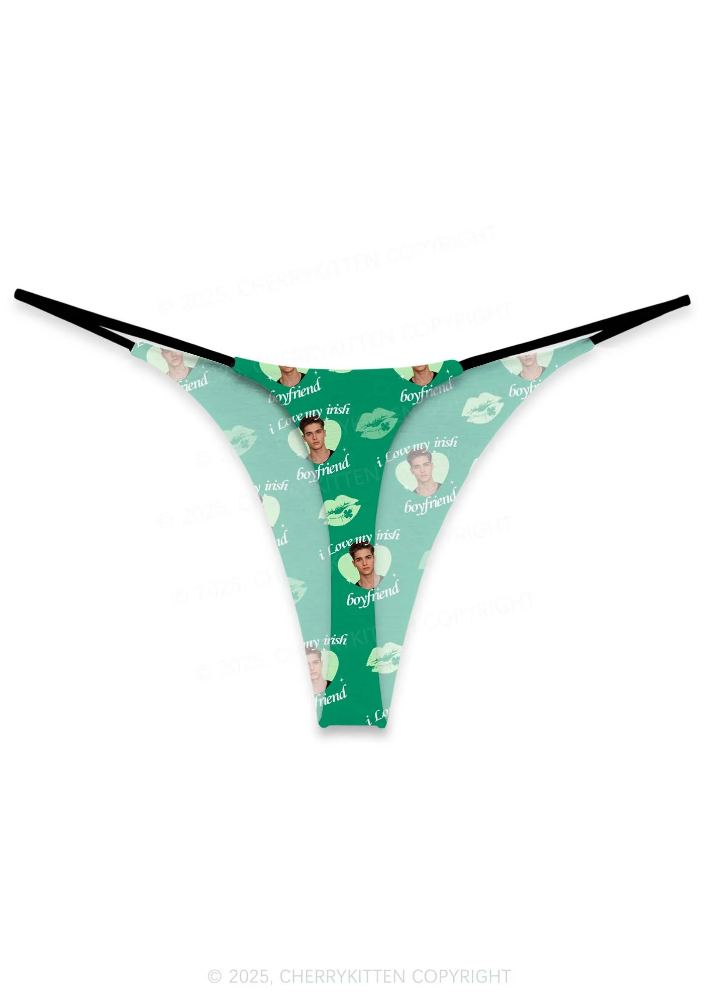Custom I Love My Irish BF St Patricks Y2K Print Bikini String Thong Cherrykitten - Image 3