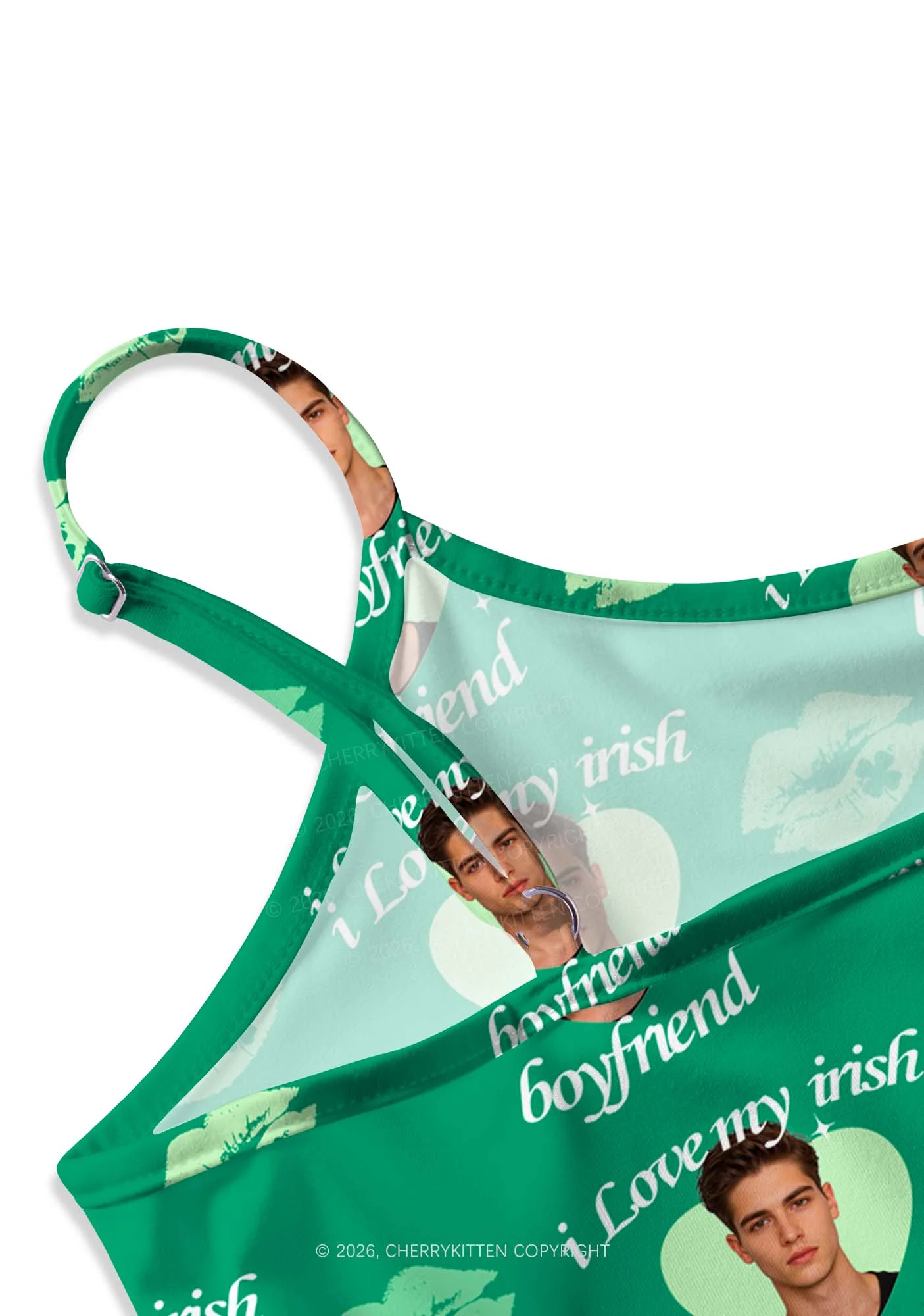 Custom I Love My Irish BF St Patricks Y2K Print Slip Dress Cherrykitten - Image 3